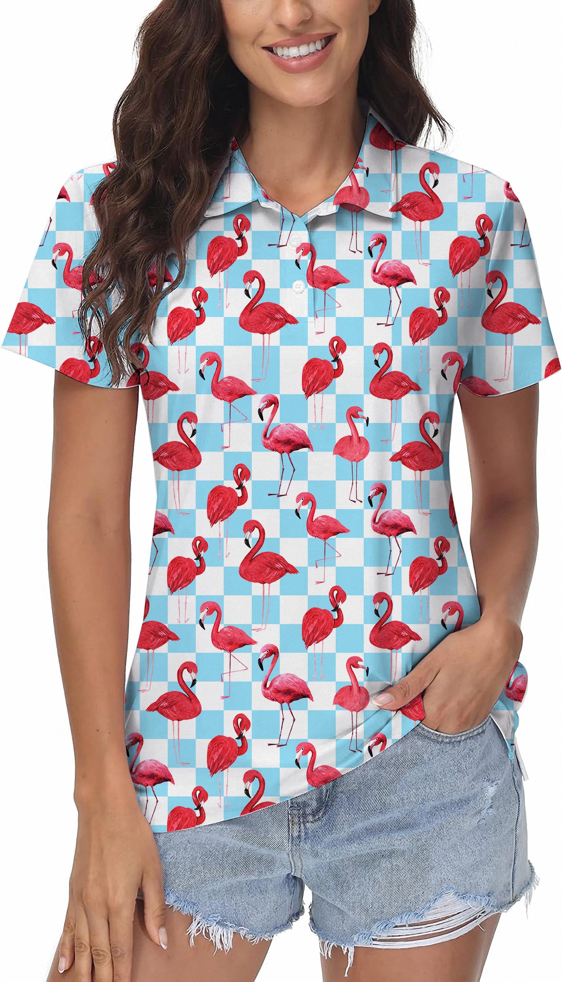 Women's Flamingo Golf Polo