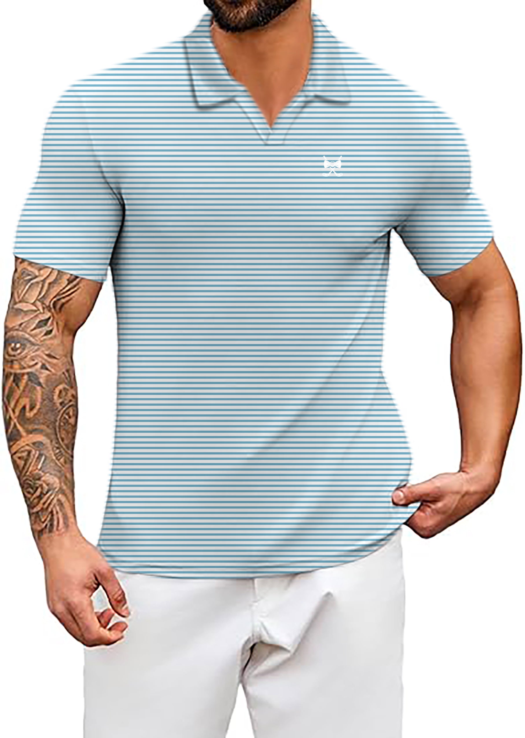 Men's Nashville MVP Blue Green V Neck Golf Polo Shirts