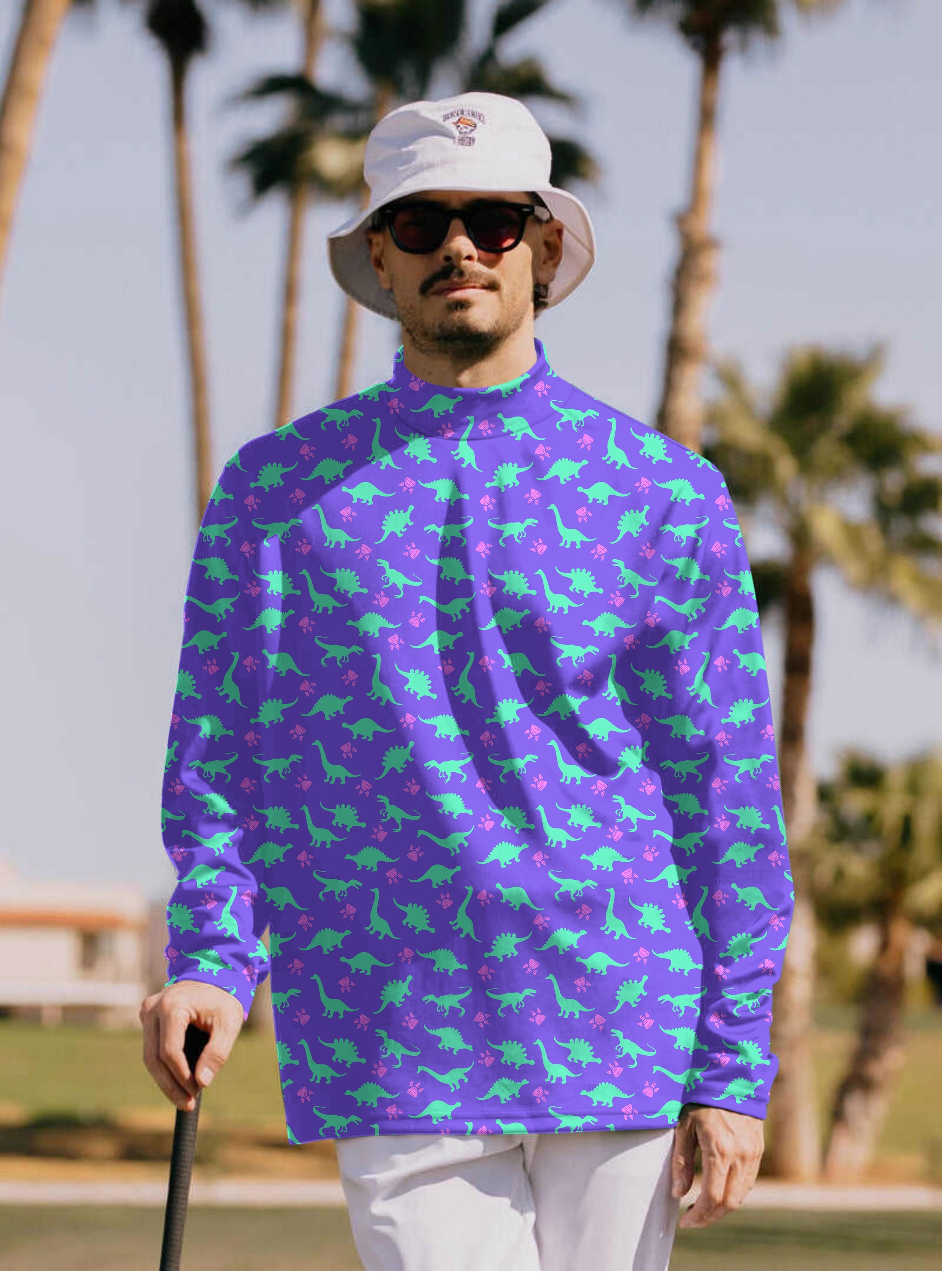 Men's lighting Christmas Pullover High neck Long/Short sleeve T-Shirt