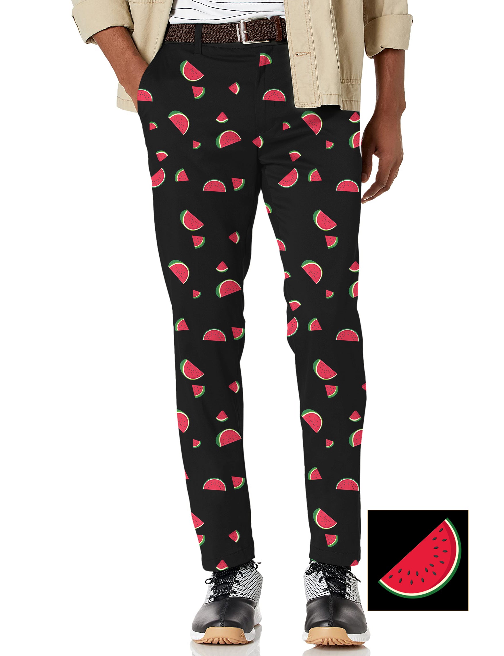 Men's Watermelon Custom The Background Color Stretch Golf Pants