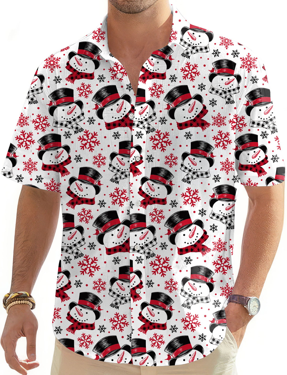 Christmas Snowman Men's Golf Hawaiian Shirts Button Down Shirt