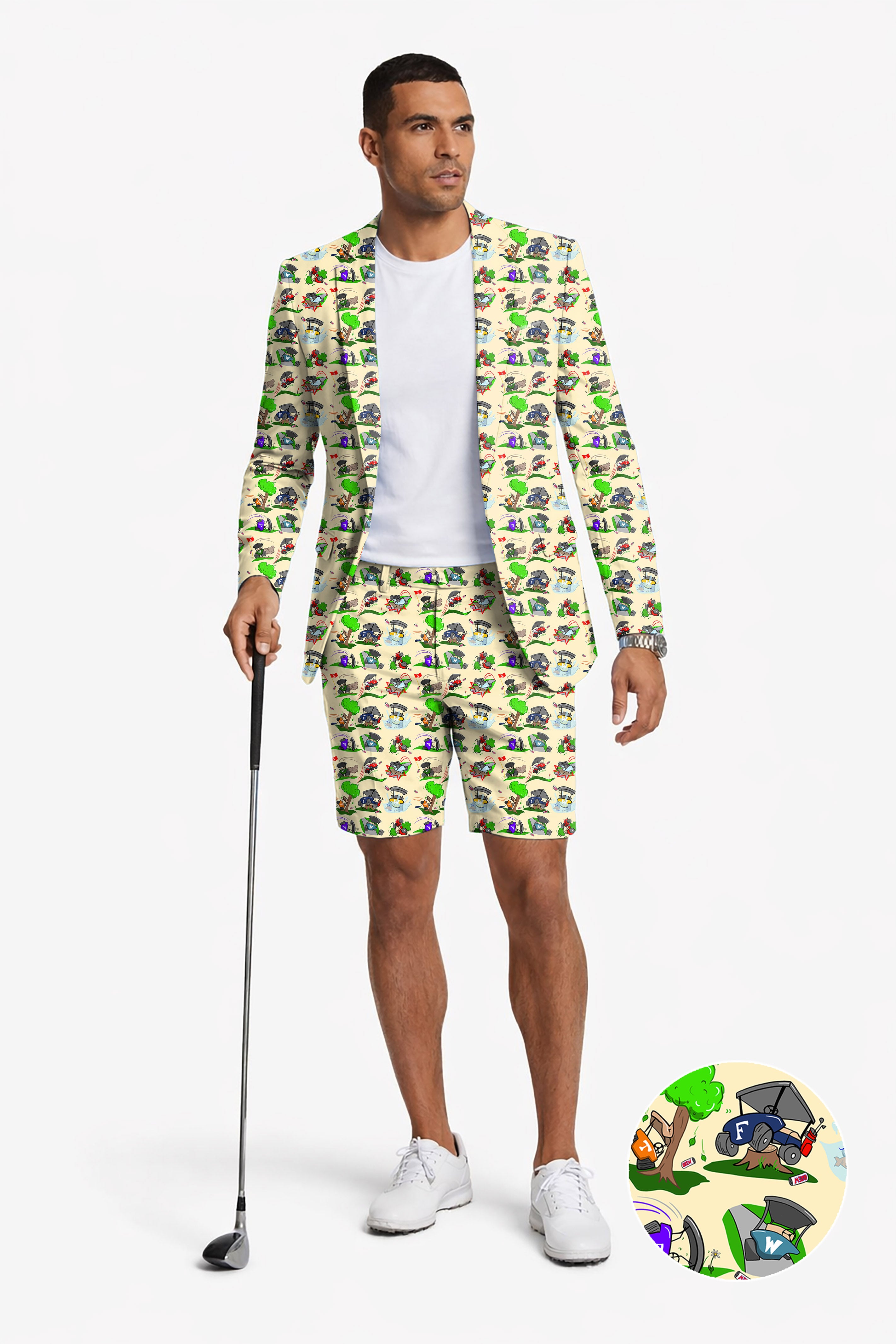 Don’t Drink & Drive Designer style Men's Party Costumes-Theme Party 2pcs Suit set-Blazer Shorts