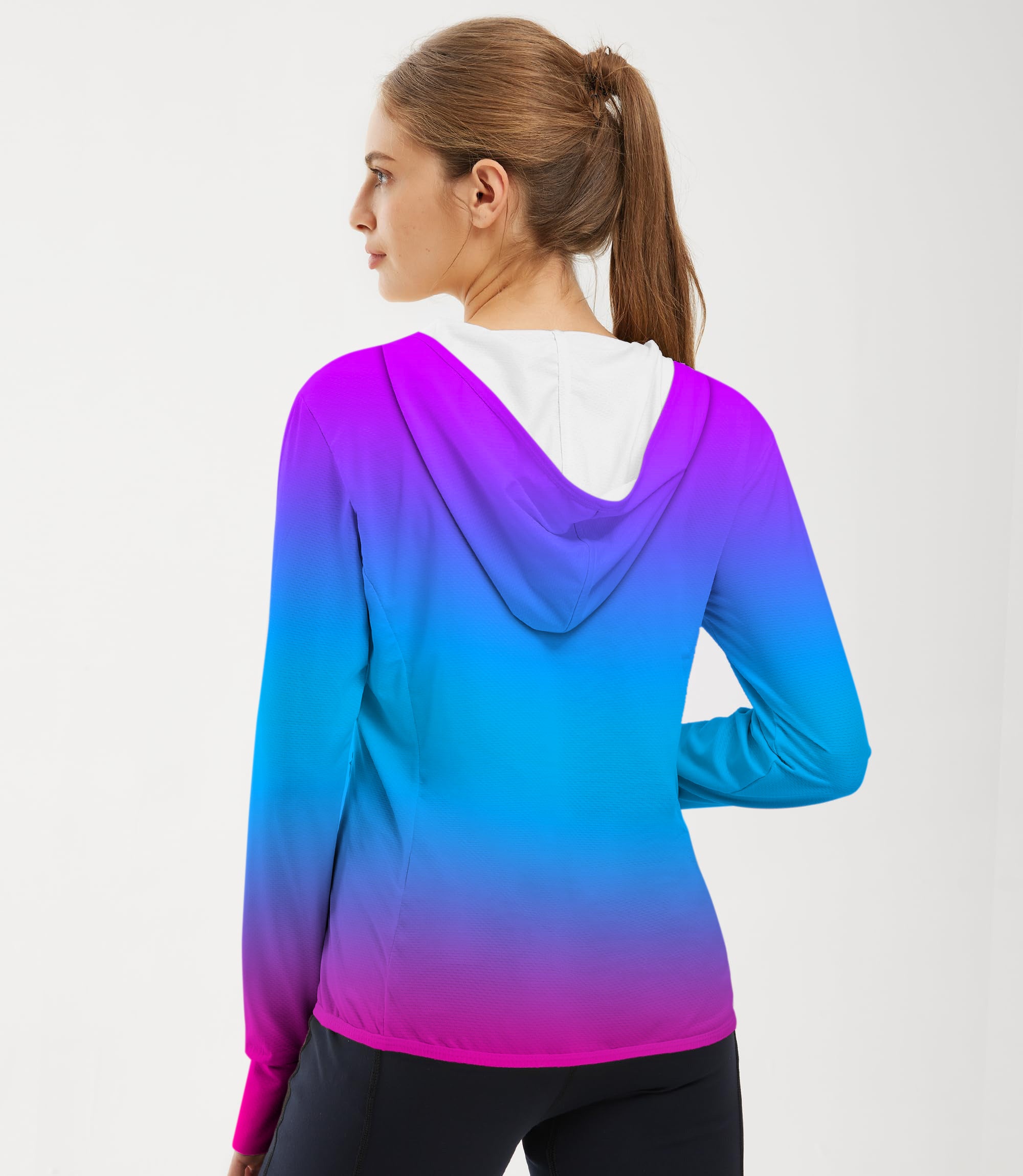 Women's Outdoor Neon Gradients Golf Sun Protection Slim Fit zip hoodies