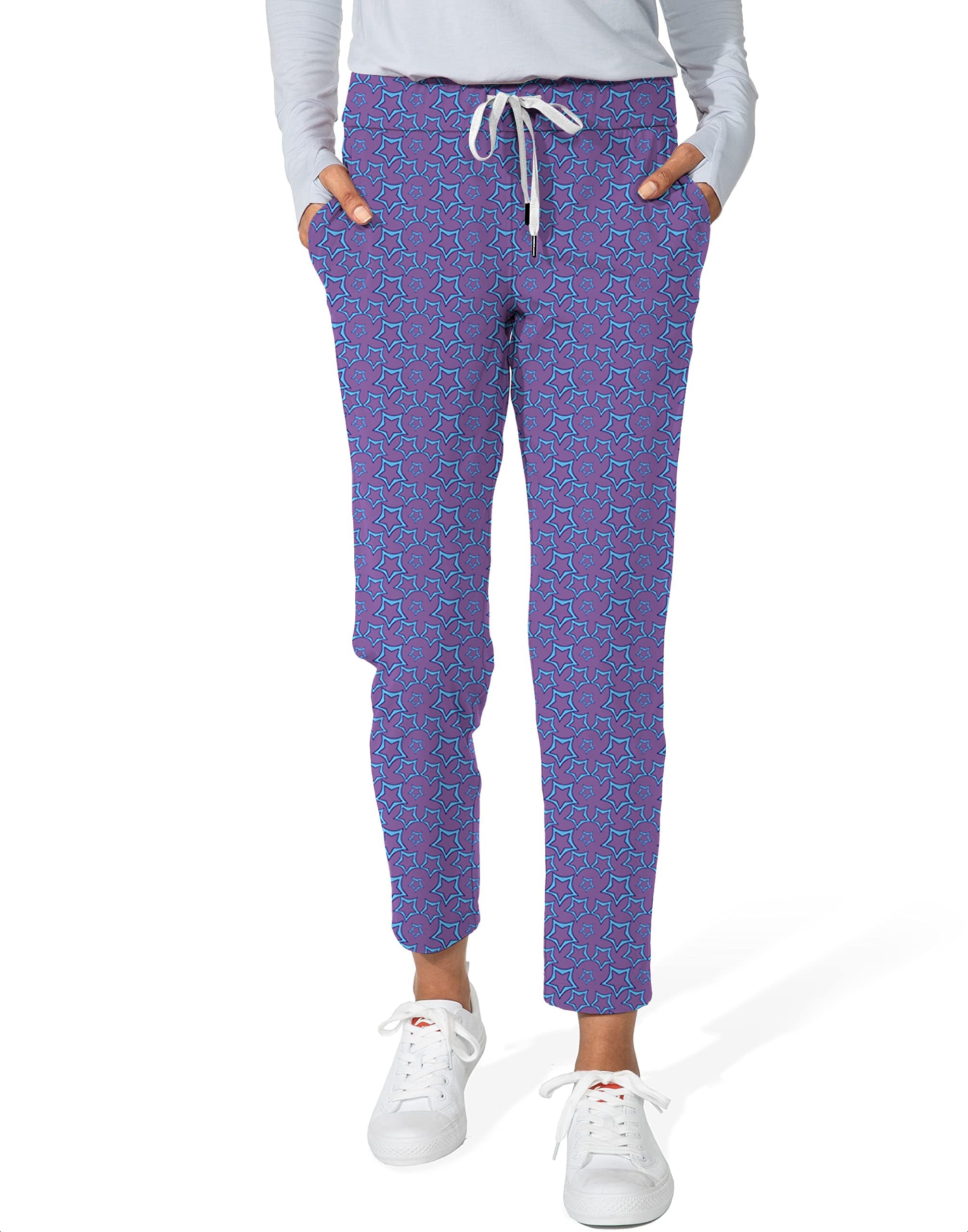 Blue Star Limited edition women's 7/8 stretch ankle golf pants with star pattern