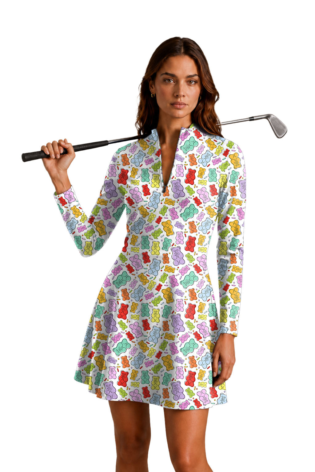 Gummy Bears Women's Golf Long Sleeve Zipper Dresses Comes with separate matching shorts