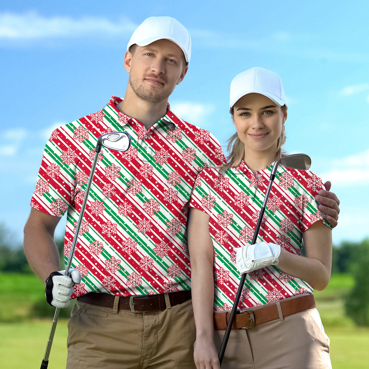 Couple Christmas Snowflake set Golf Championship Trophy tournament