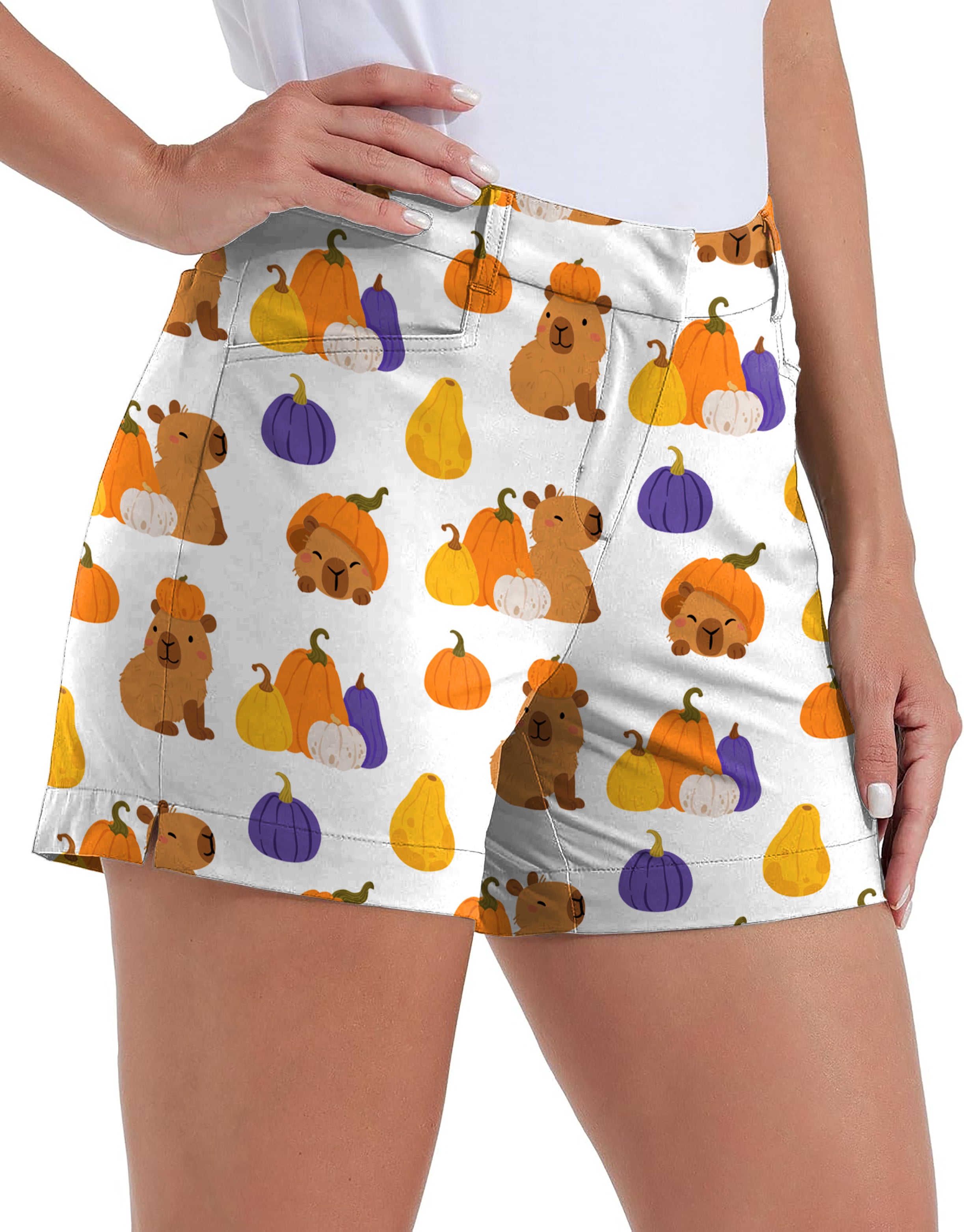 Halloween Capybara Polo Own Logo 4.5/7/10 Golf Shorts Quick-Drying Woman Outdoor Casual Shorts With Pockets Waterproof