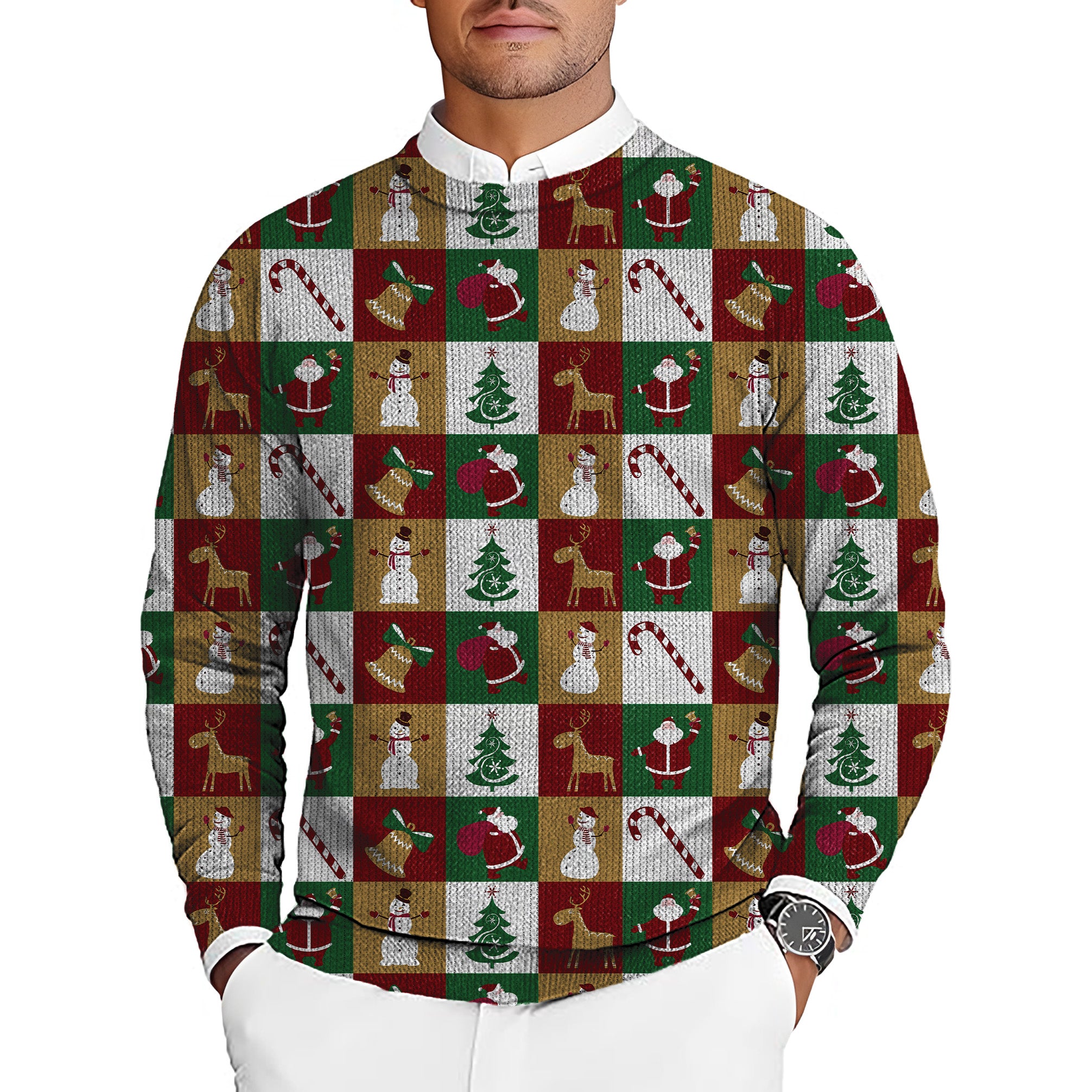 Marry Christmas Men's Golf Crewneck Pullover Sweaters Ugly Sweater