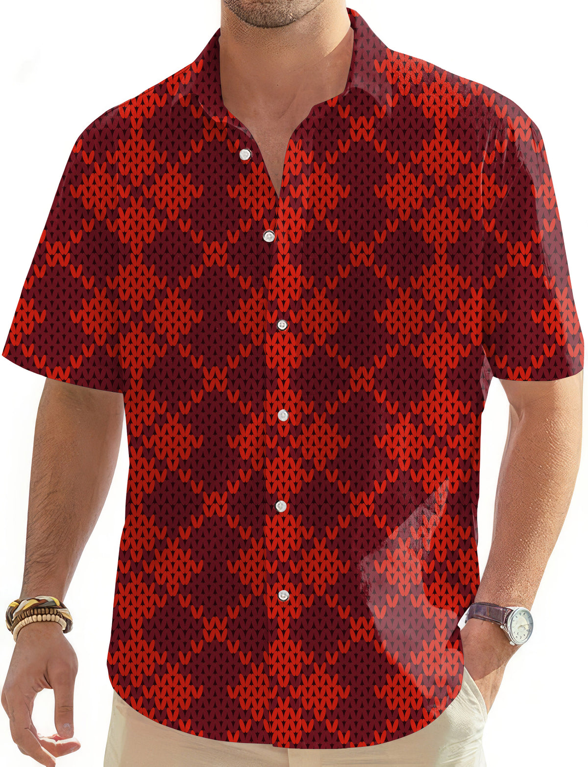 Christmas Red Men's Golf Hawaiian Shirts Button Down Shirt