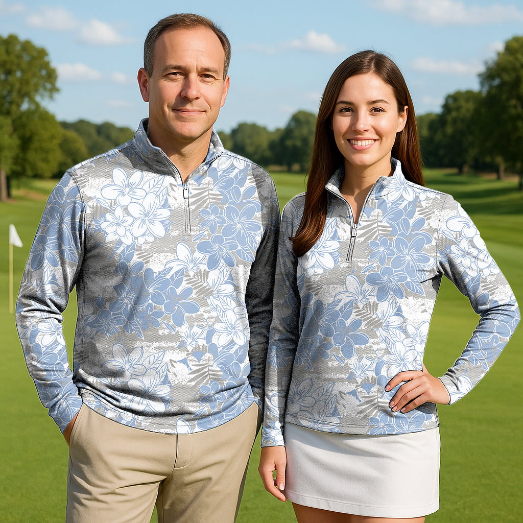 Tropical Mist Couple Golf Active 3/4 Zipper Top Long Sleeves