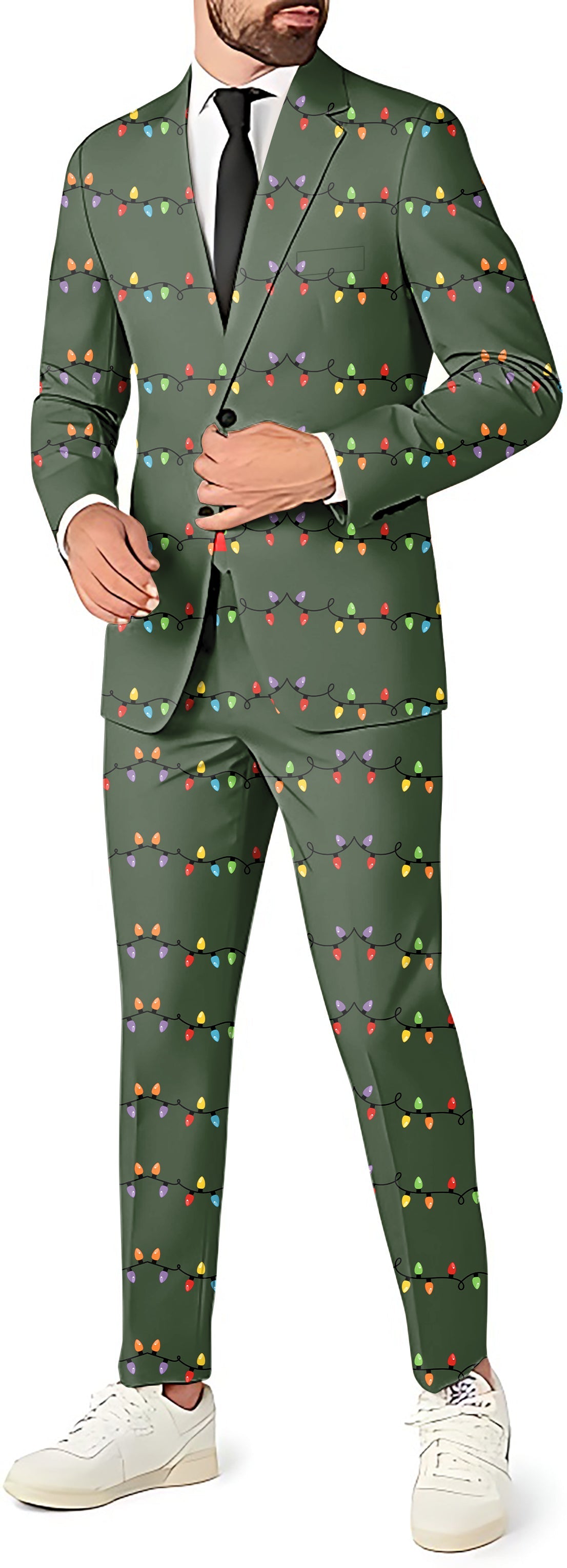 Lighting Christmas Men's Party Costumes-Theme Party 3pcs Suit Set-Blazer Pants & Vest XXL / Blazer