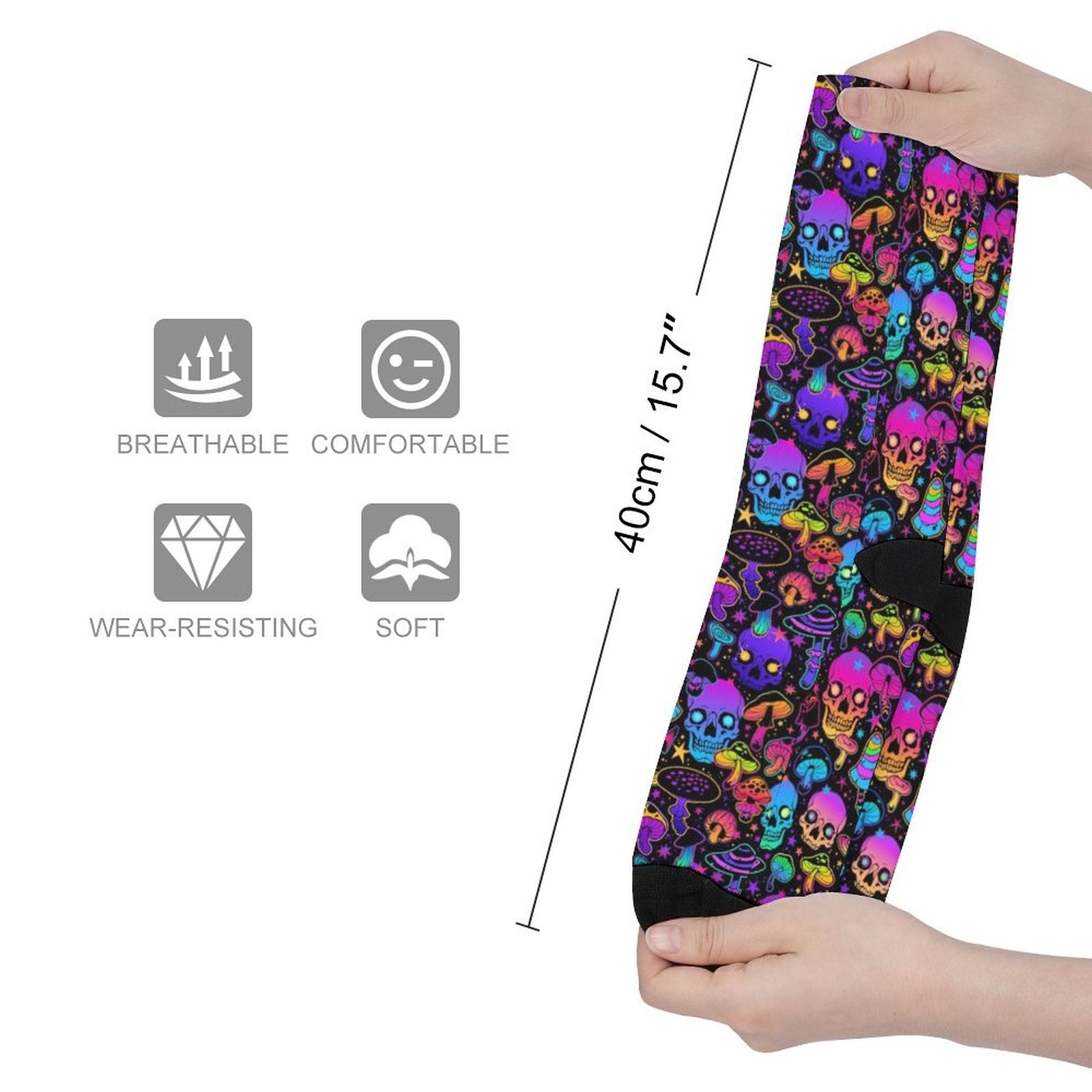neon skull Prined socks Gifts for Men Women