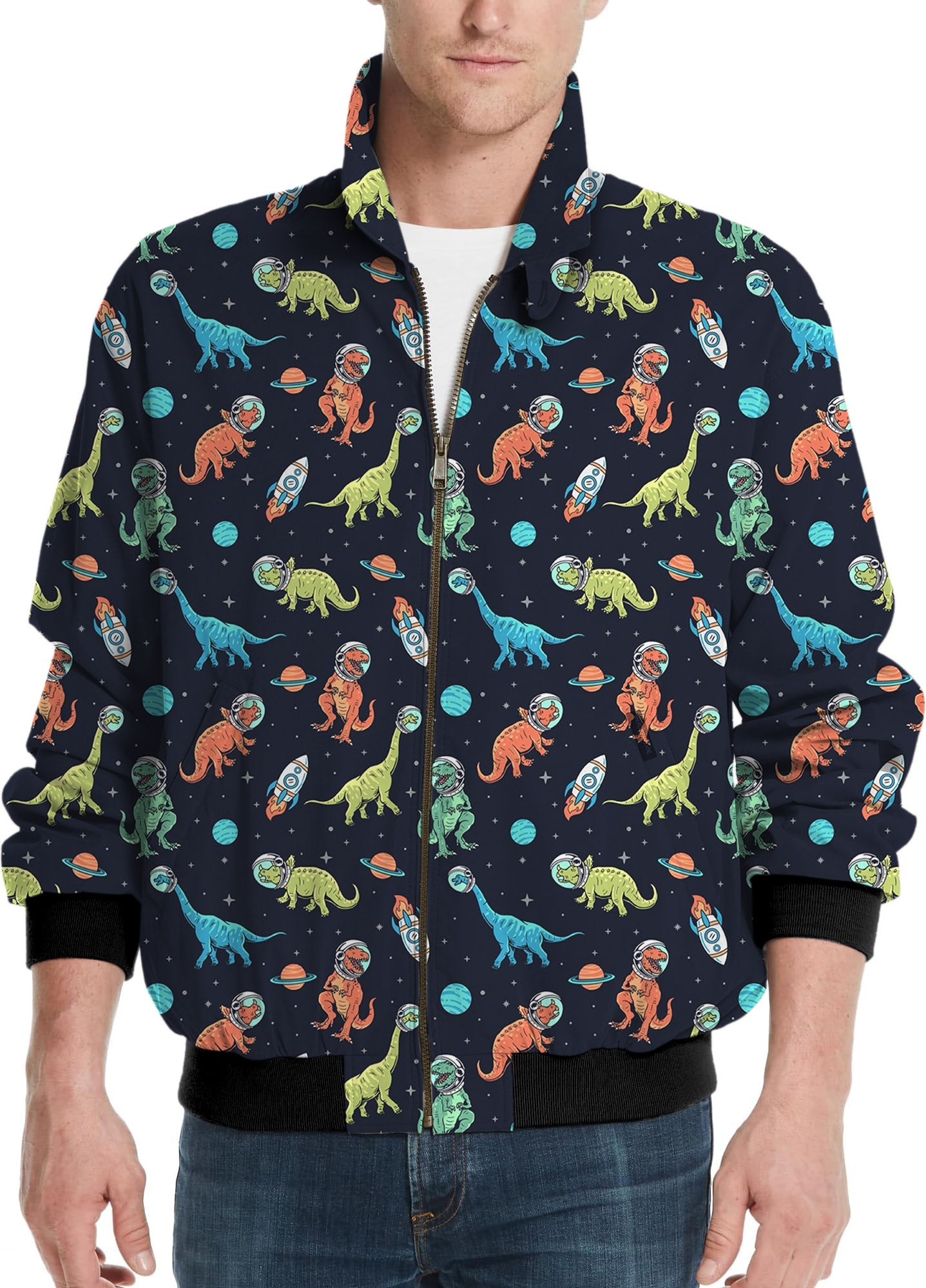 Space Dinosaur-Men's Golf Windbreaker Light Jacket