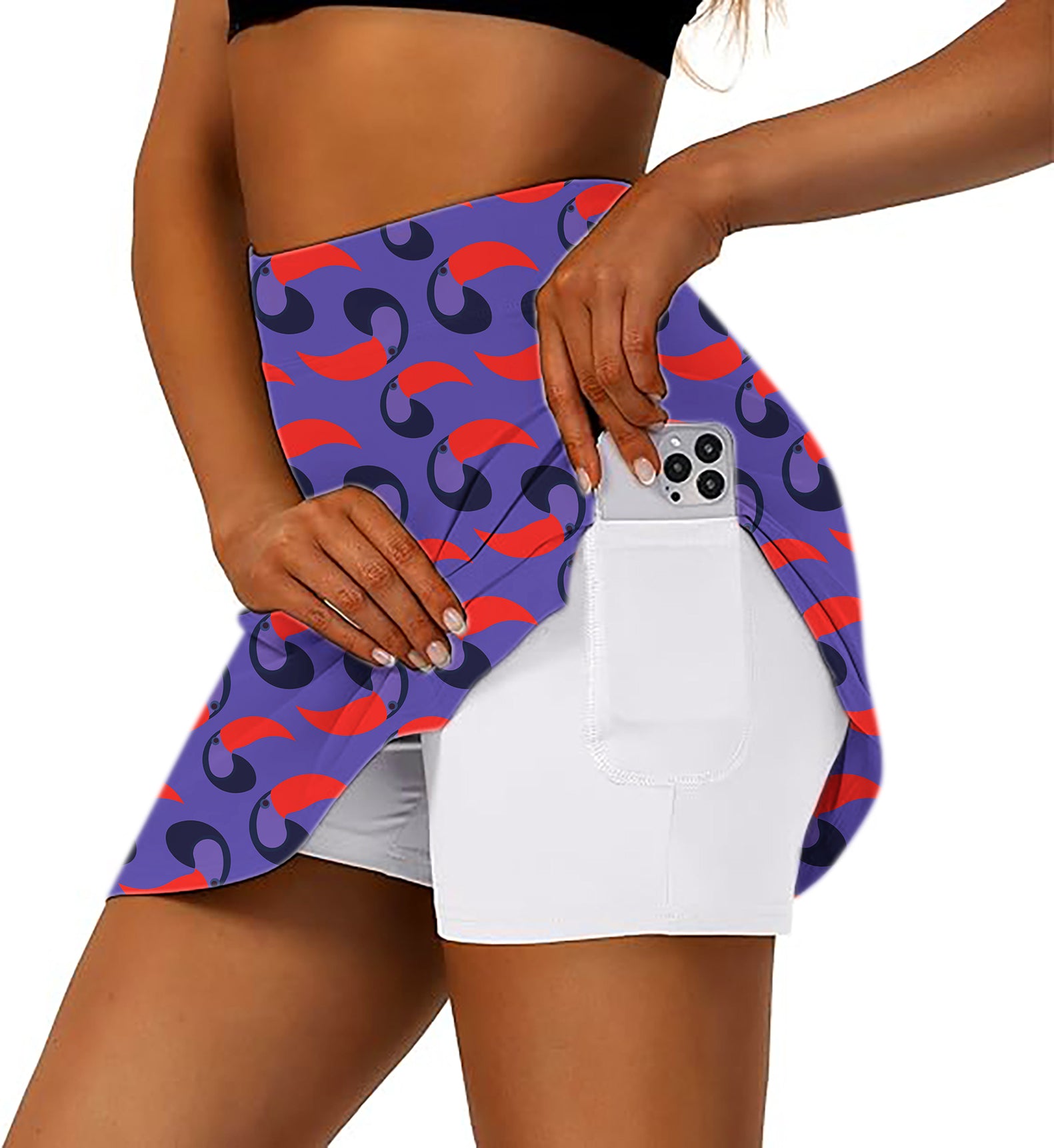 purple toucan Women's Athletic Golf Skorts Flared Skirts