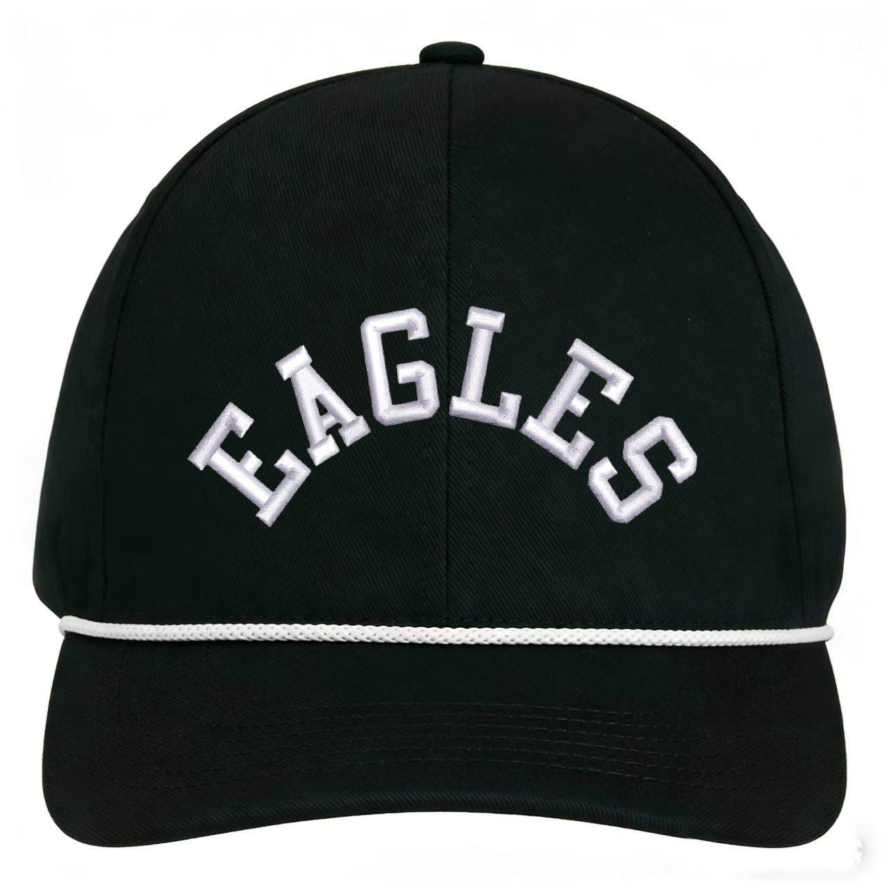 Custom embroidered vintage black Eagles snapback hat with adjustable fit and structured shape