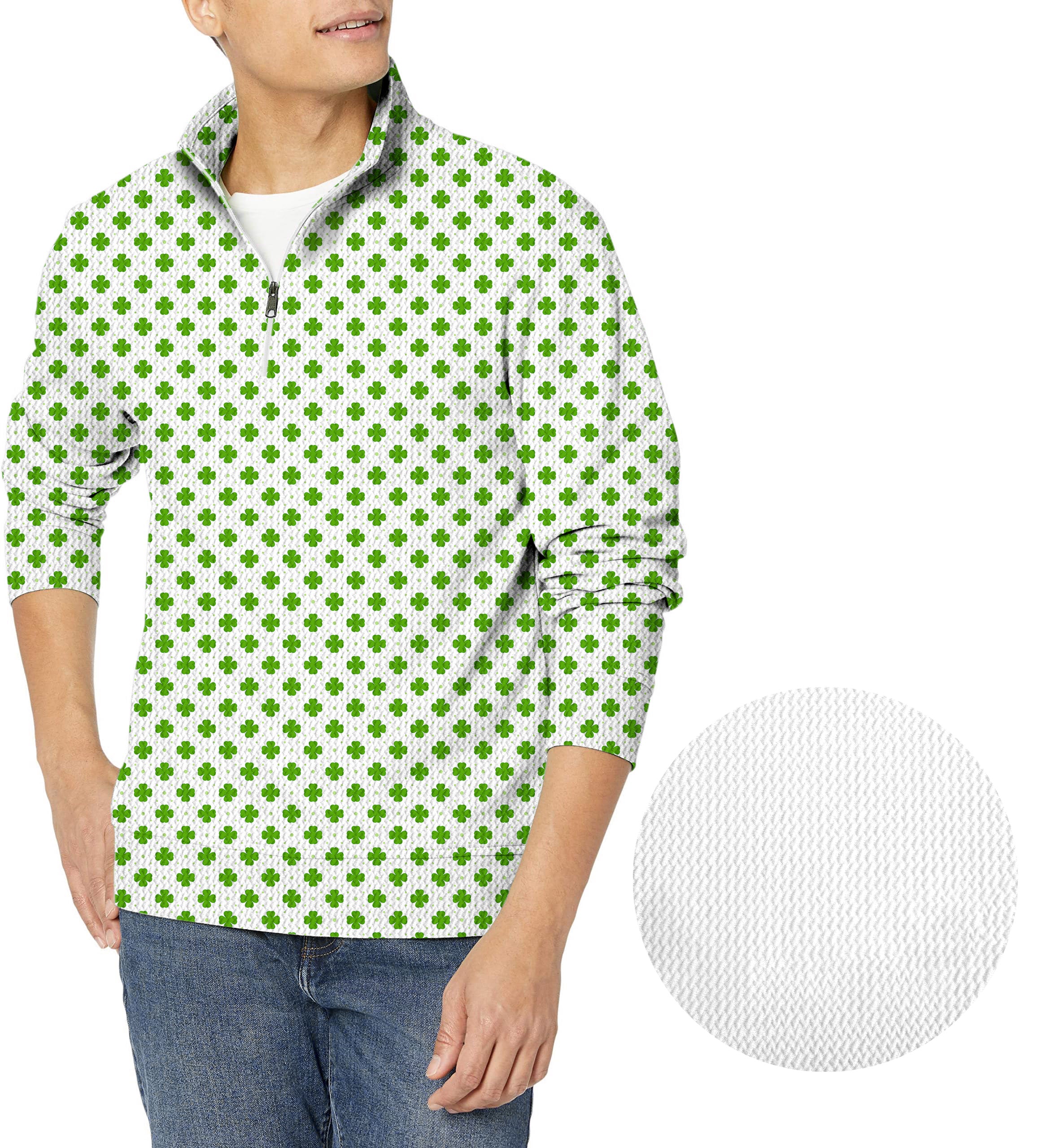 Leaf clover St. Patrick's Day-Men's Golf Waffle Zipper Pullover