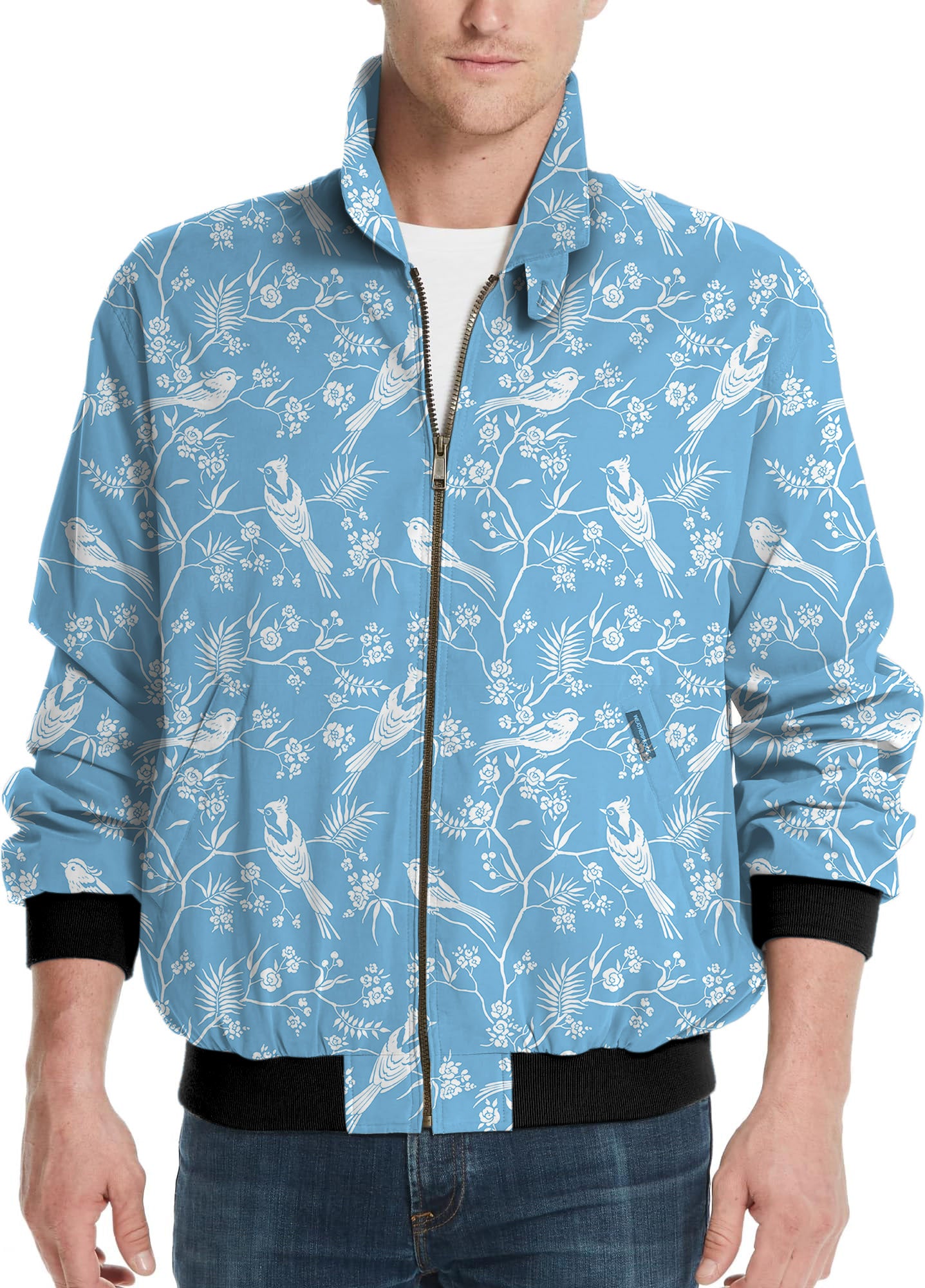 Blooming Branches Trees and Birds-Men's Golf Windbreaker Light Jacket