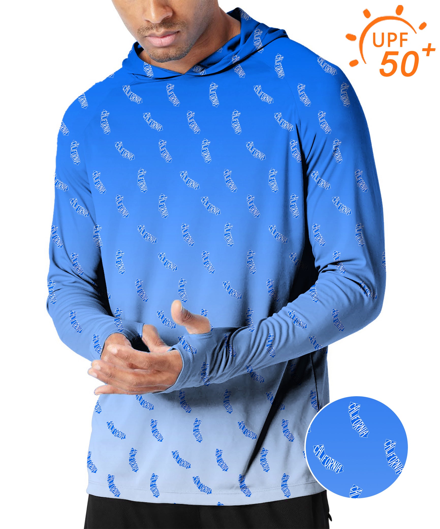 Men's Outdoor Blue California Golf Sun Protection Loose Fit hoodies