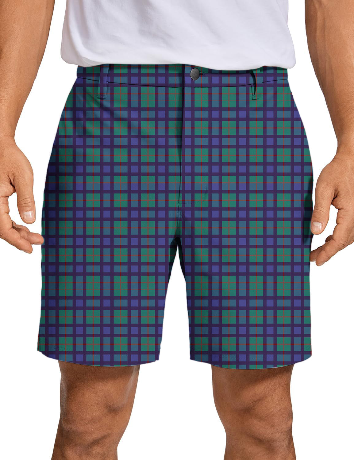 Men's Checkered stripes Golf Shorts US In Stock