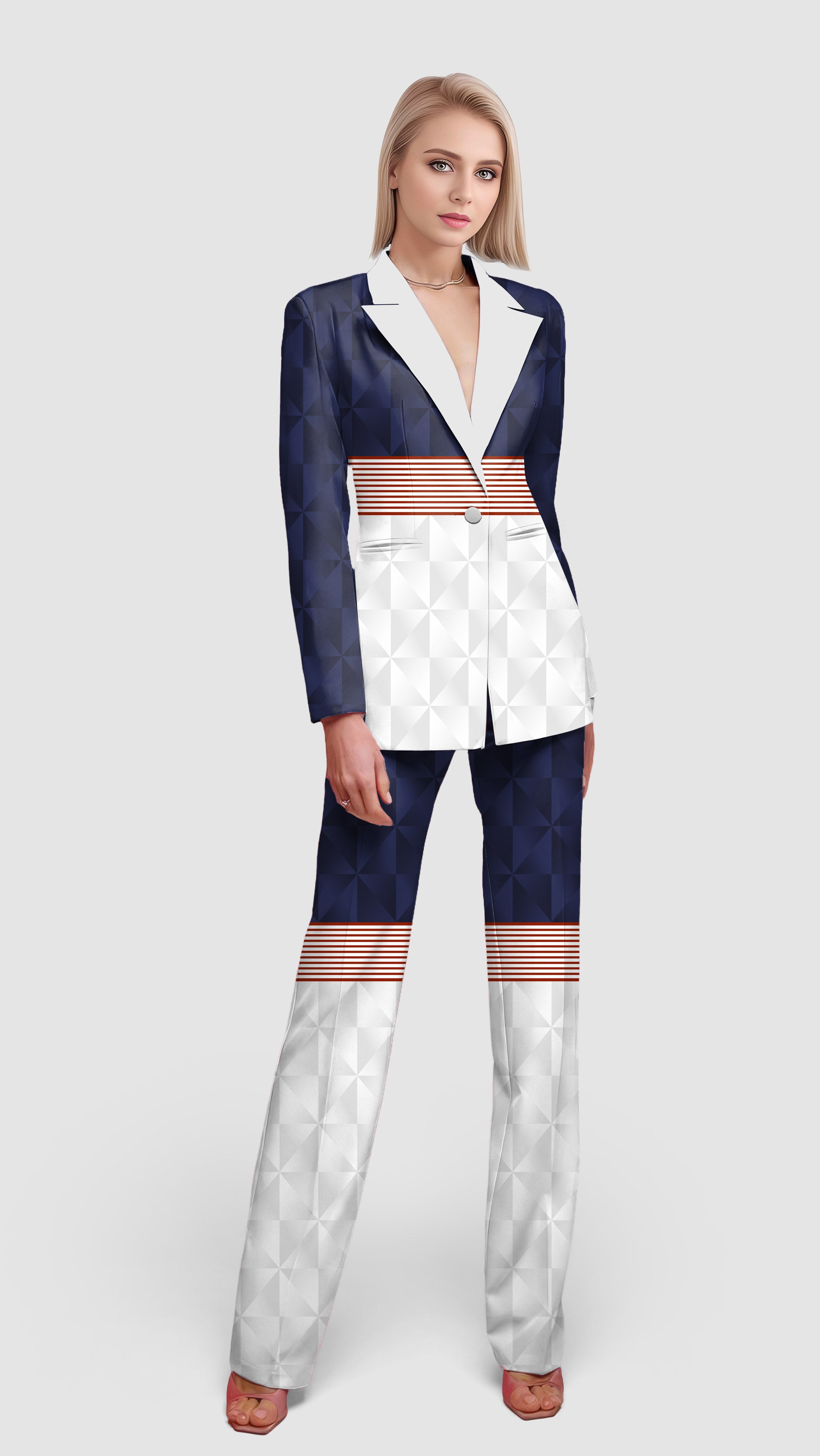 Stripe Splicing Custom Sport Team Competition Uniforms Women's Blazer Casual Work Office Blazer Suit set