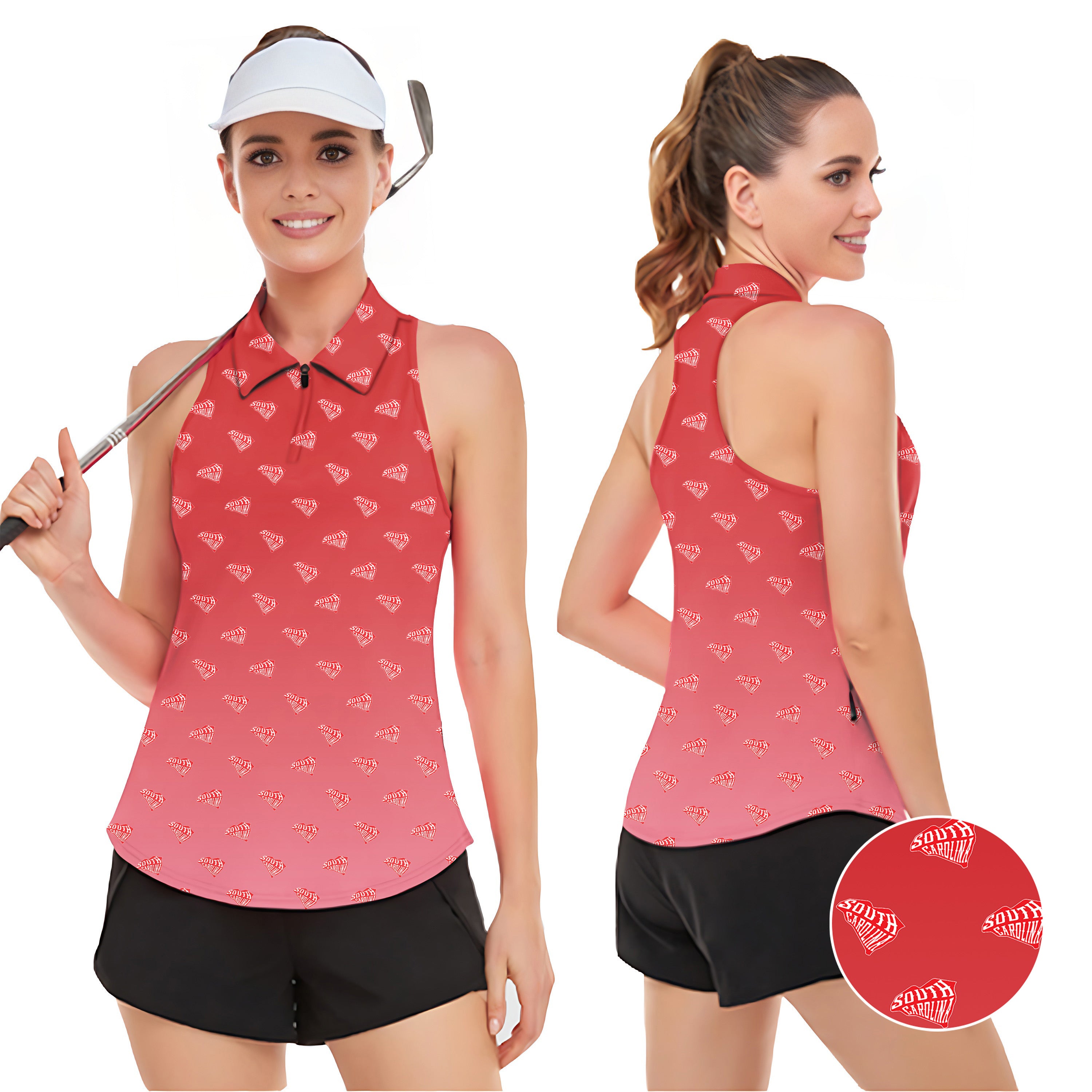 Red South Carolina Women’s Sleeveless Golf Tank Top Shirt Polo