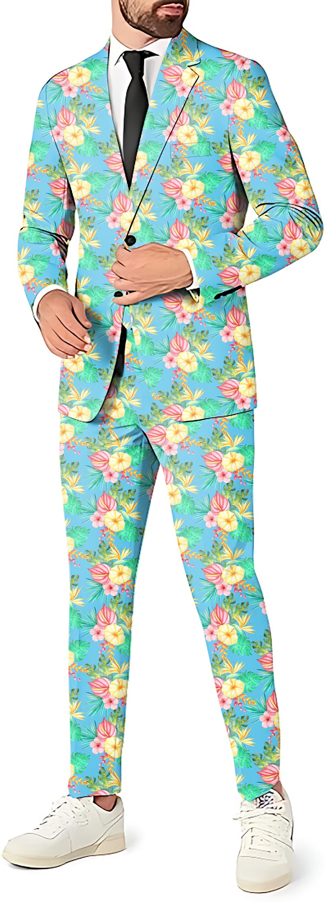 strapless open back dress Tropics Pants Men's Party Costumes-Theme Party 3pcs Suit Set-Blazer Pants & Vest M / Blazer+Vest