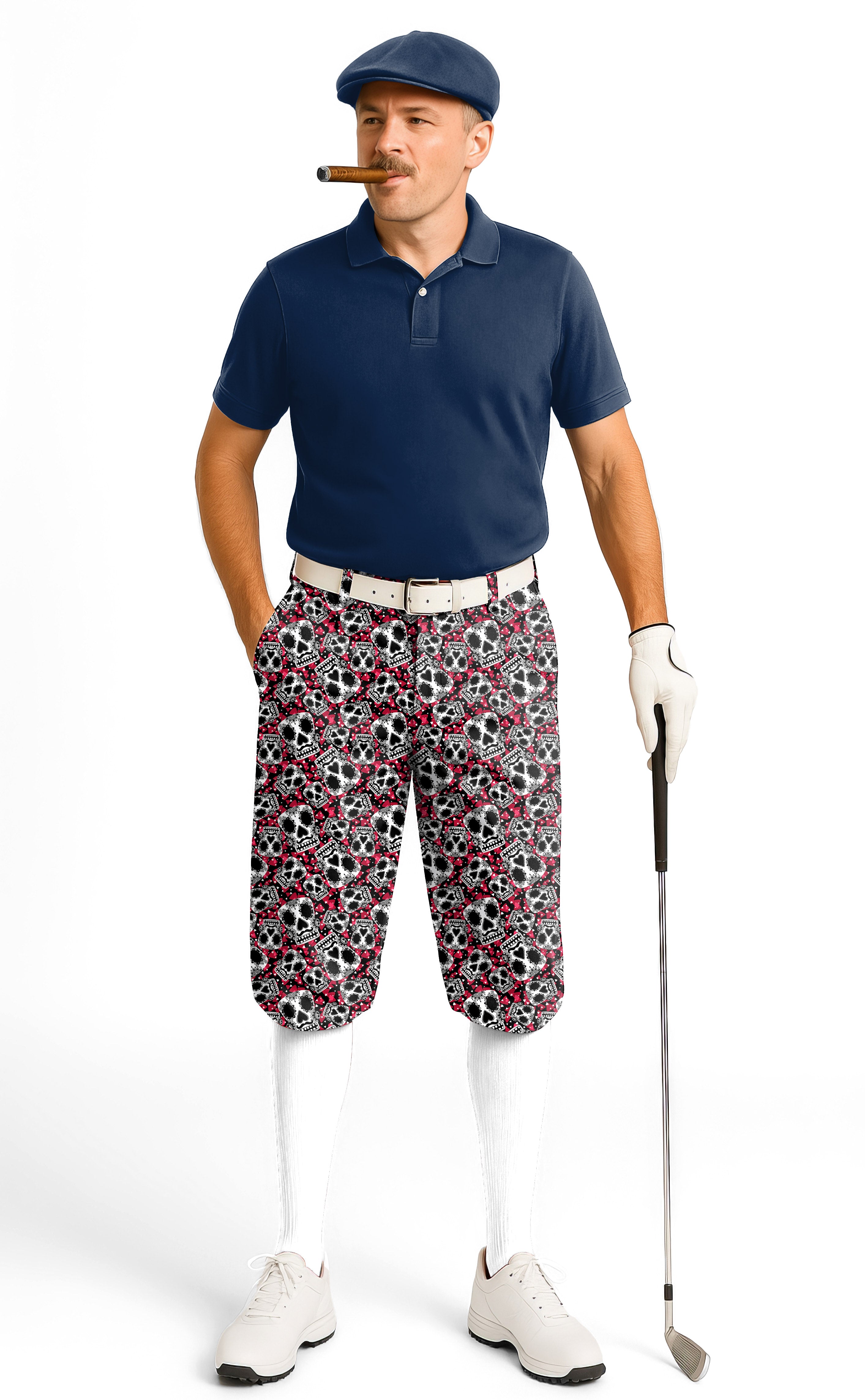 Sugar Skull Pattern Men's Golf Knickers Pants
