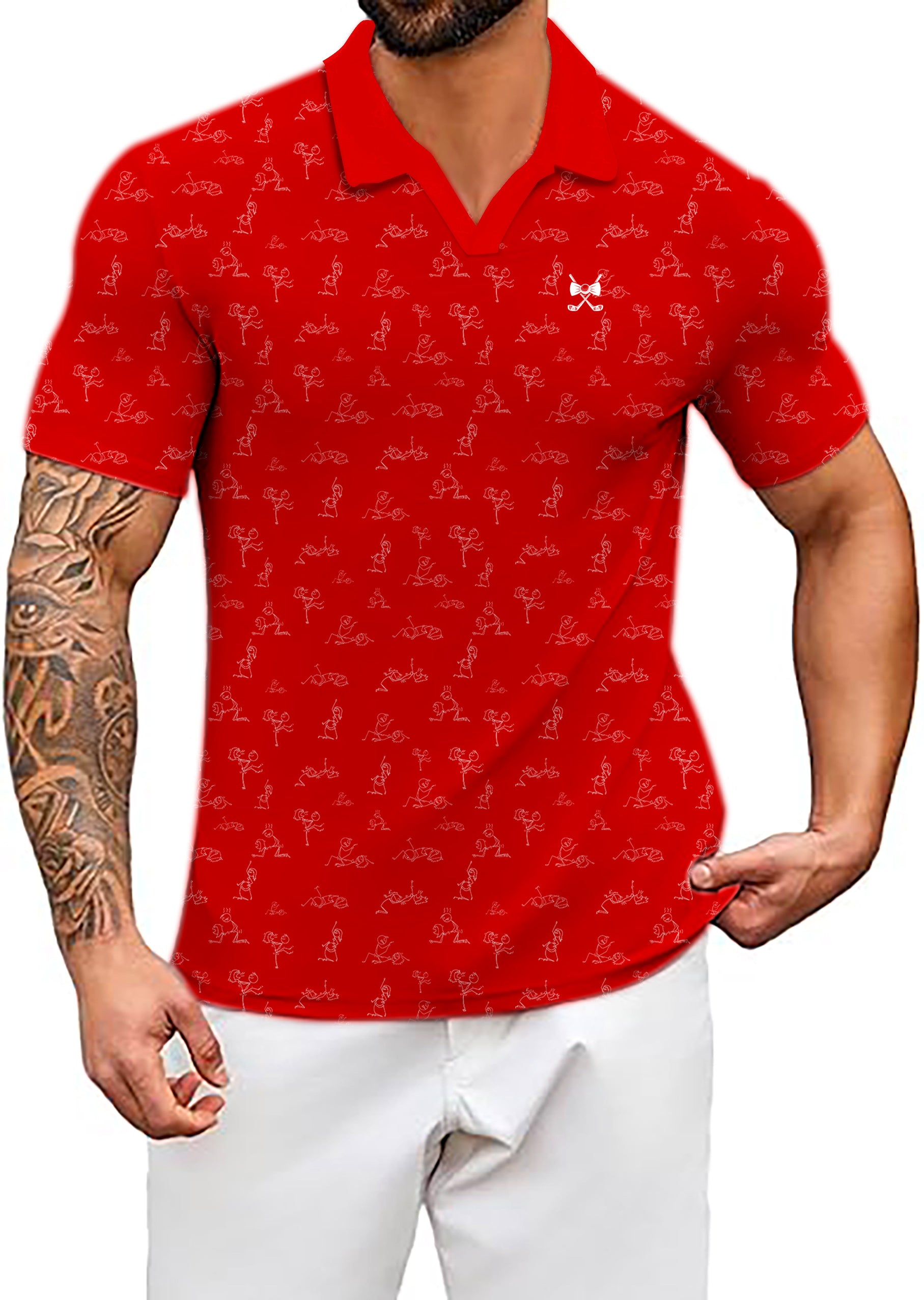 Men's Candy Funny Kamasutra Figures V Neck Golf Polo Shirts