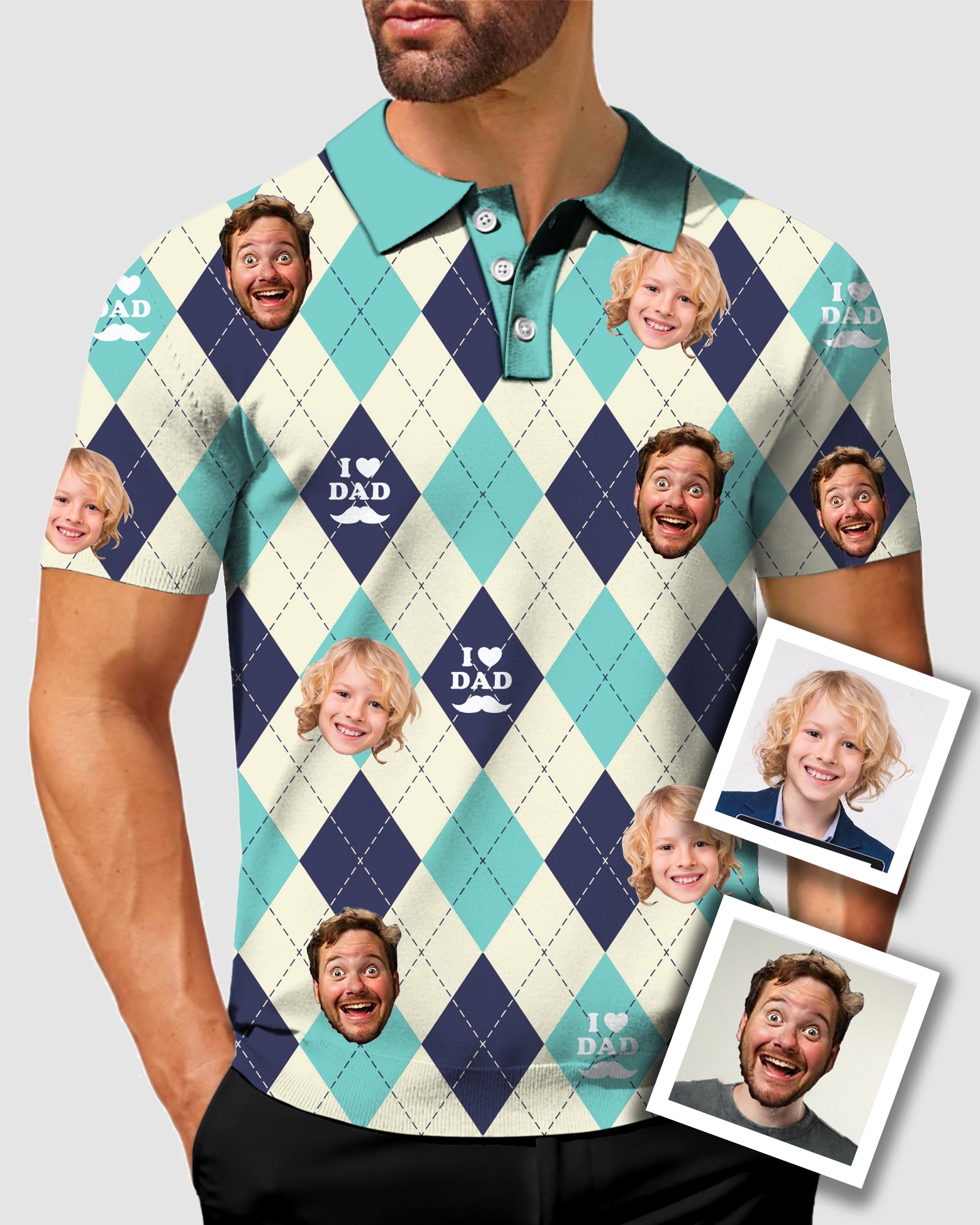 Men's To My Dad Custom Face Men's Golf Polo Father's Day Gift Polo