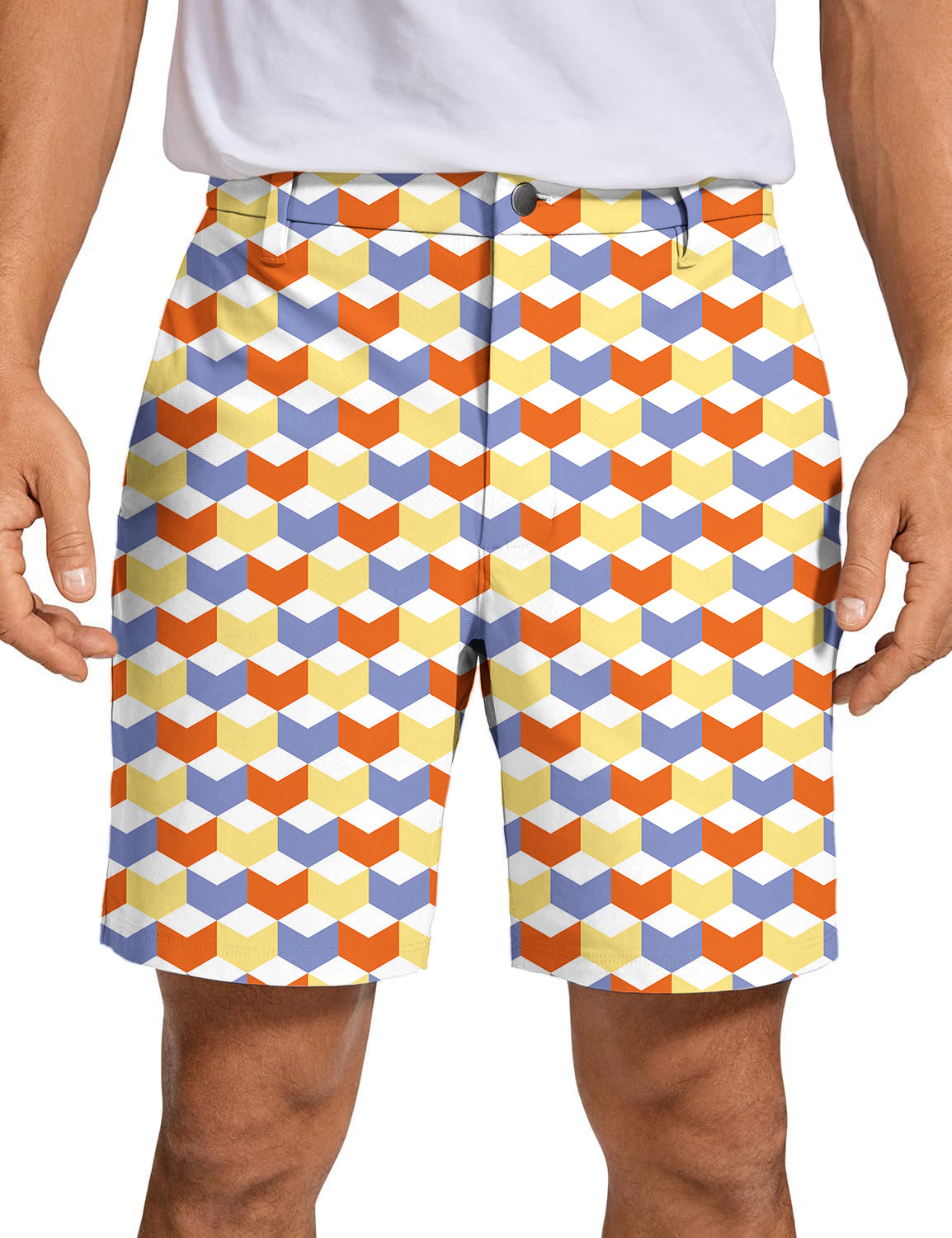 Men's colorful 3d square box Golf Shorts