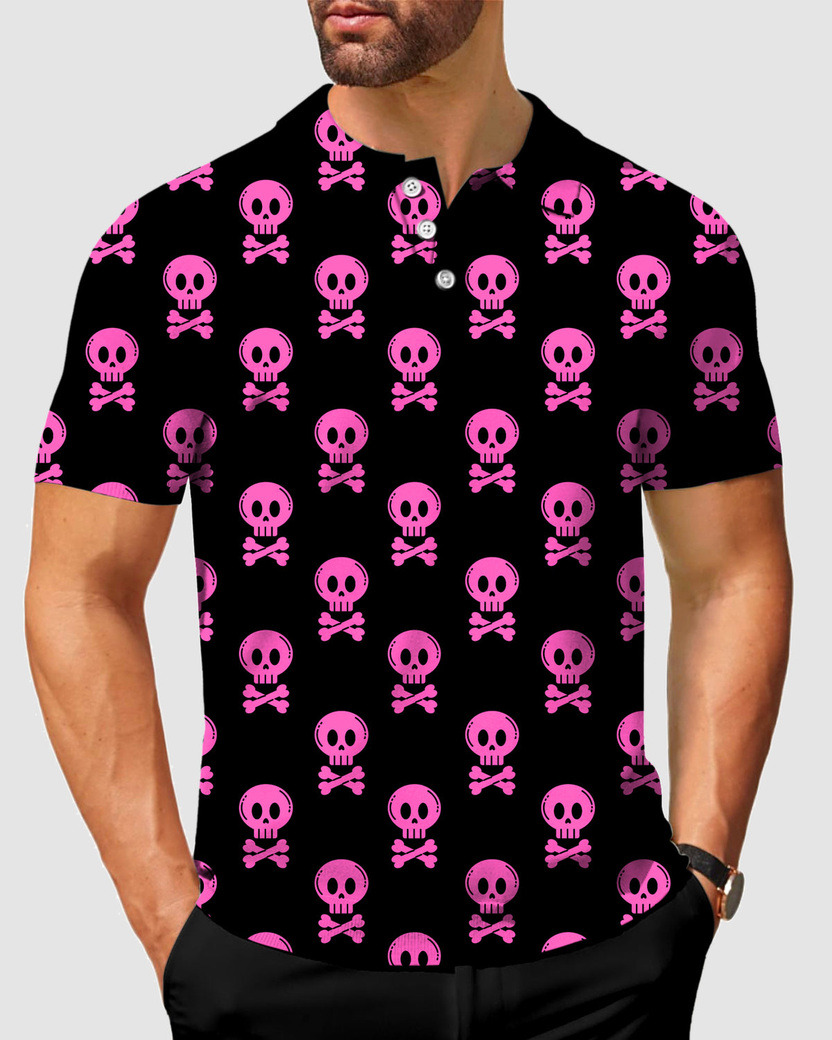 Men's Halloween Punk Skull Polo