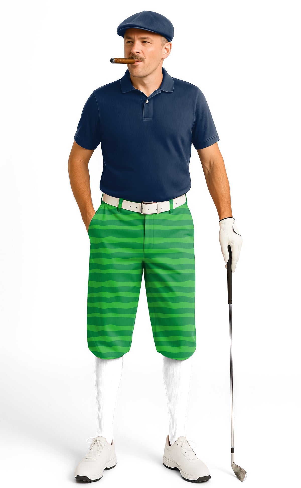 Horizontal watermelon stripes Men's Golf Knickers Pants