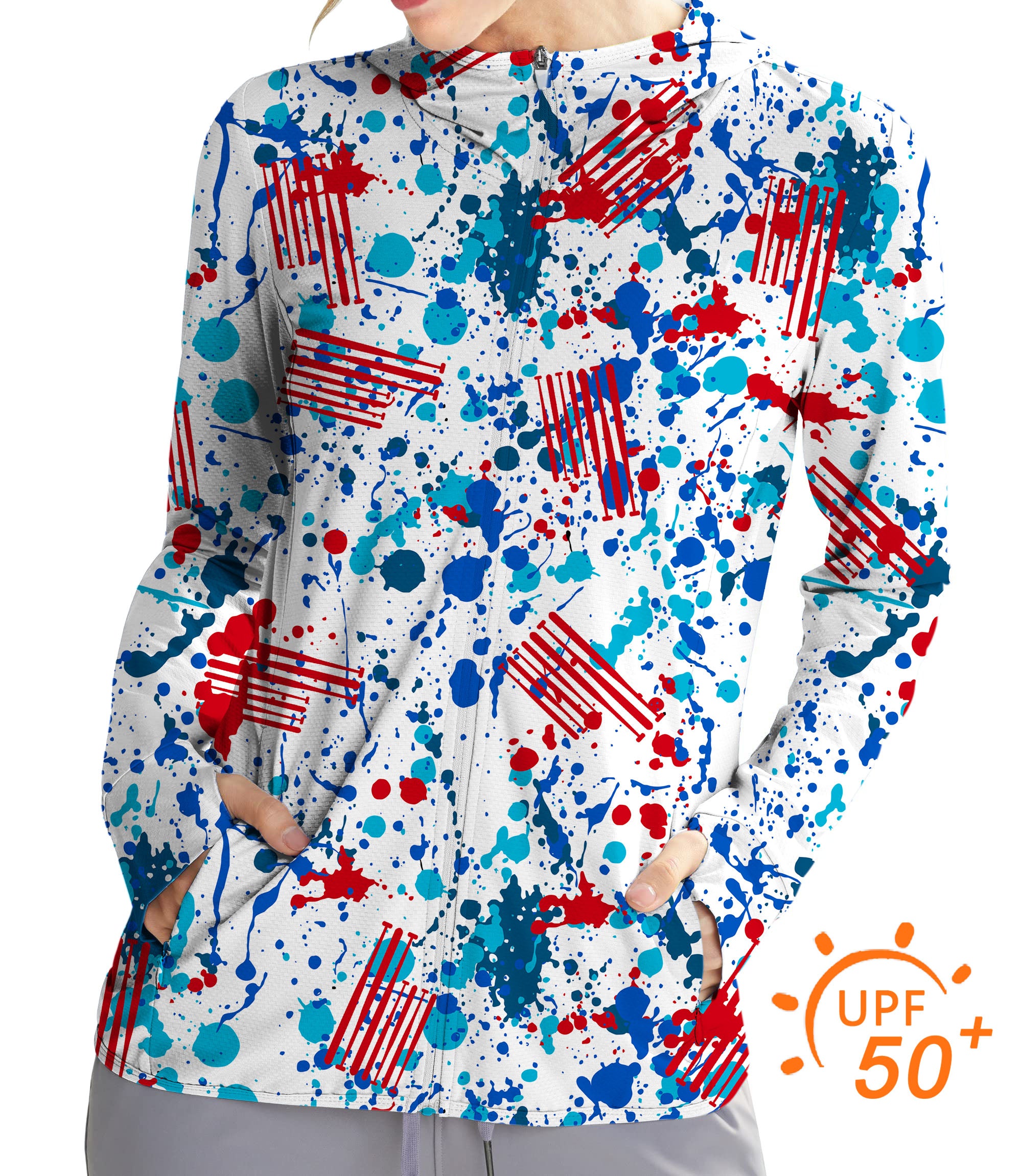 Women's Outdoor graffiti Golf Sun Protection Slim Fit zip hoodies