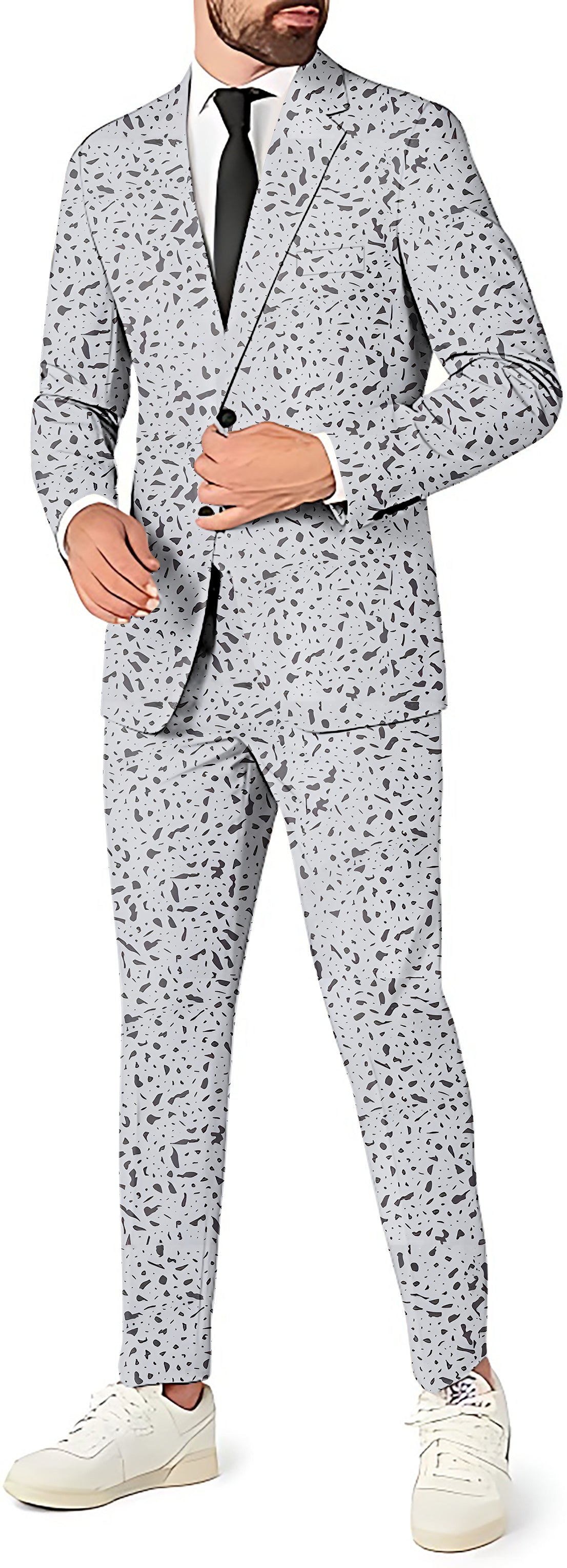 Speckle men's 3-piece party suit set with blazer, vest, and pants in slim fit style
