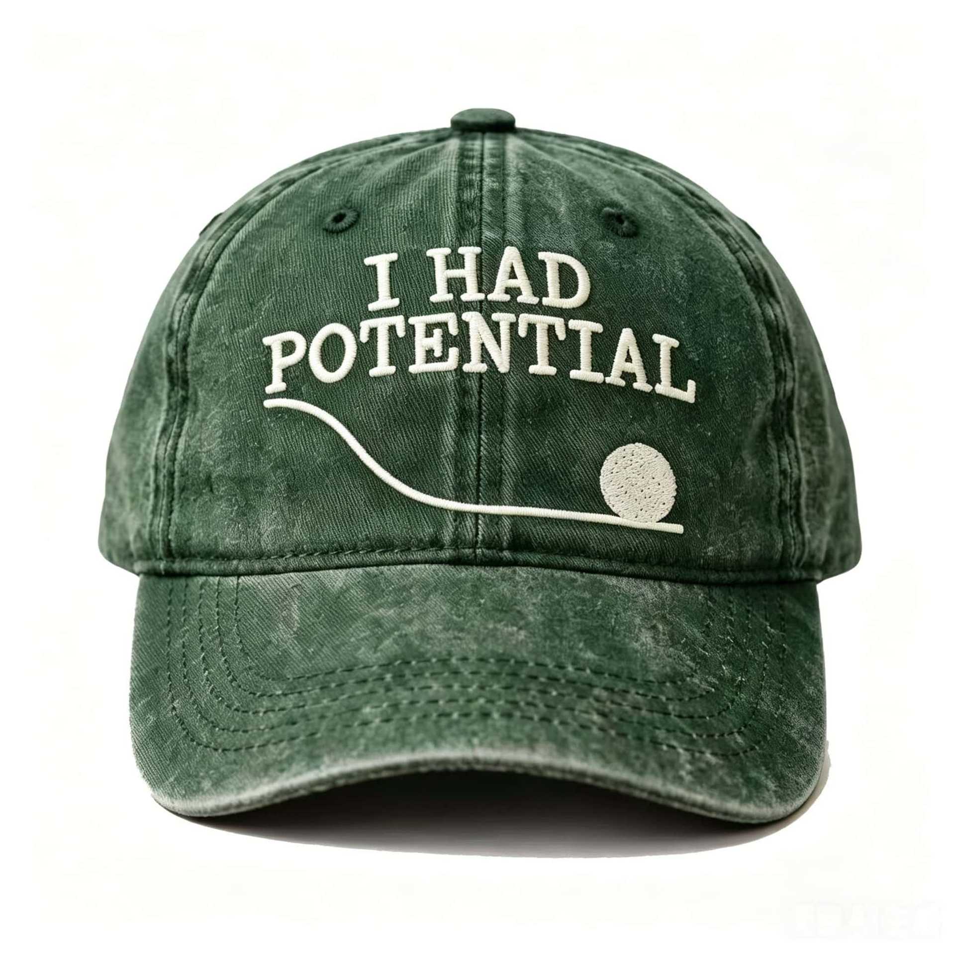 Embroidered I Had Potential Golf White Name Hats
