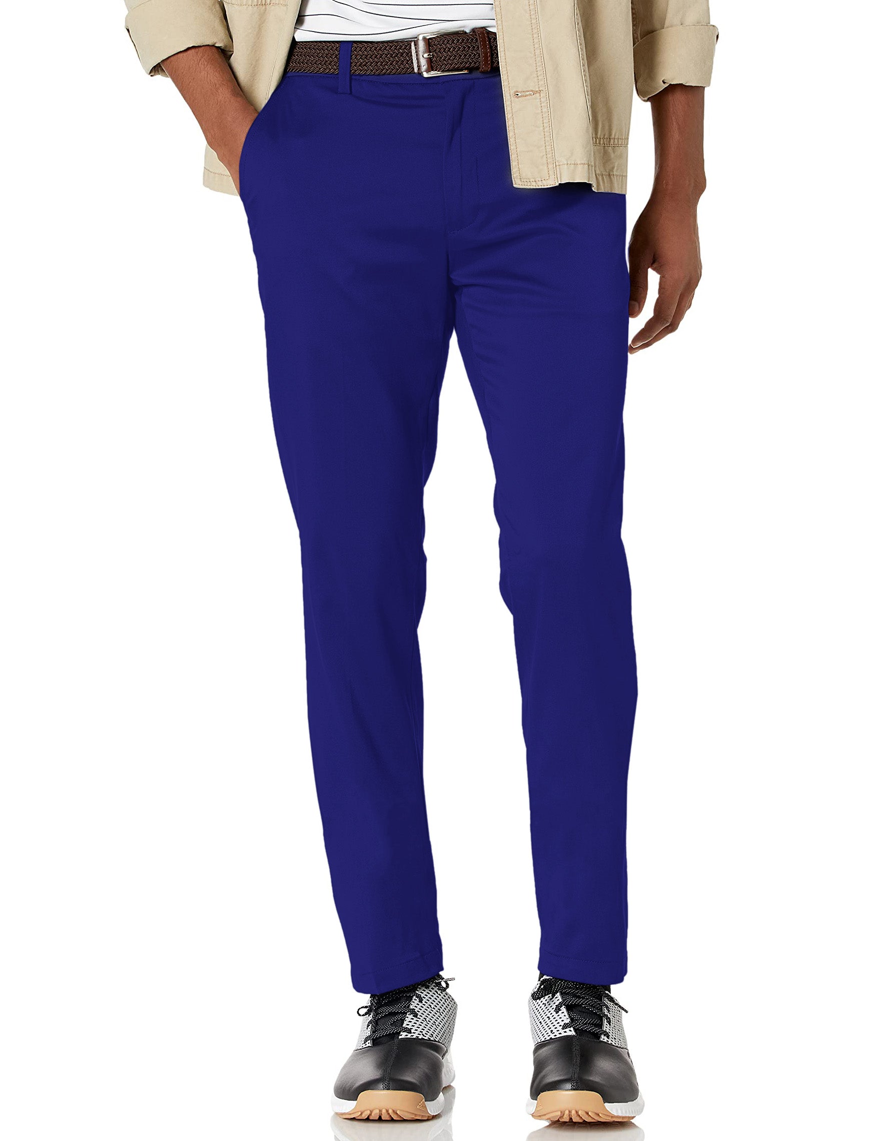 Men's pure navy stretch golf pants with moisture-wicking and wrinkle-resistant fabric