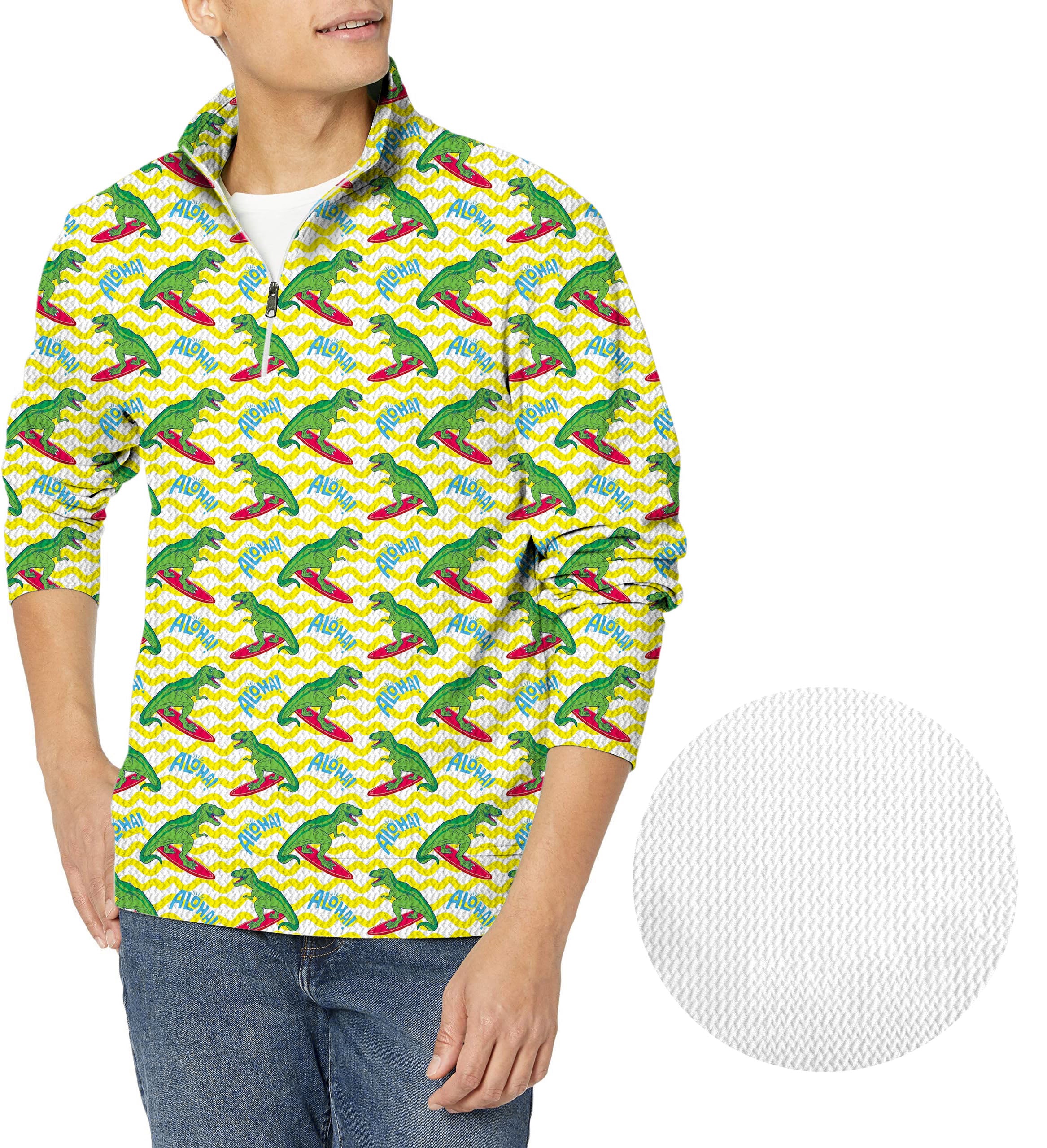 Friendly Dinos-Men's Golf Waffle Zipper Pullover