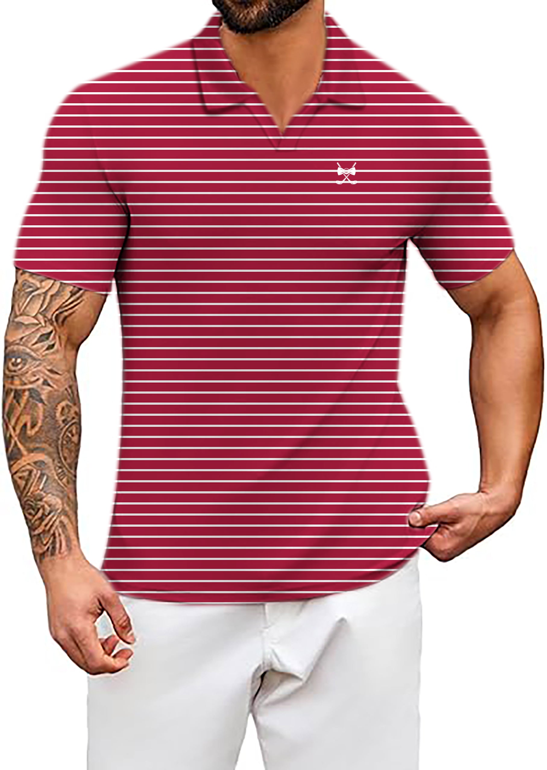 Men's Denver MVP Red V Neck Golf Polo Shirts