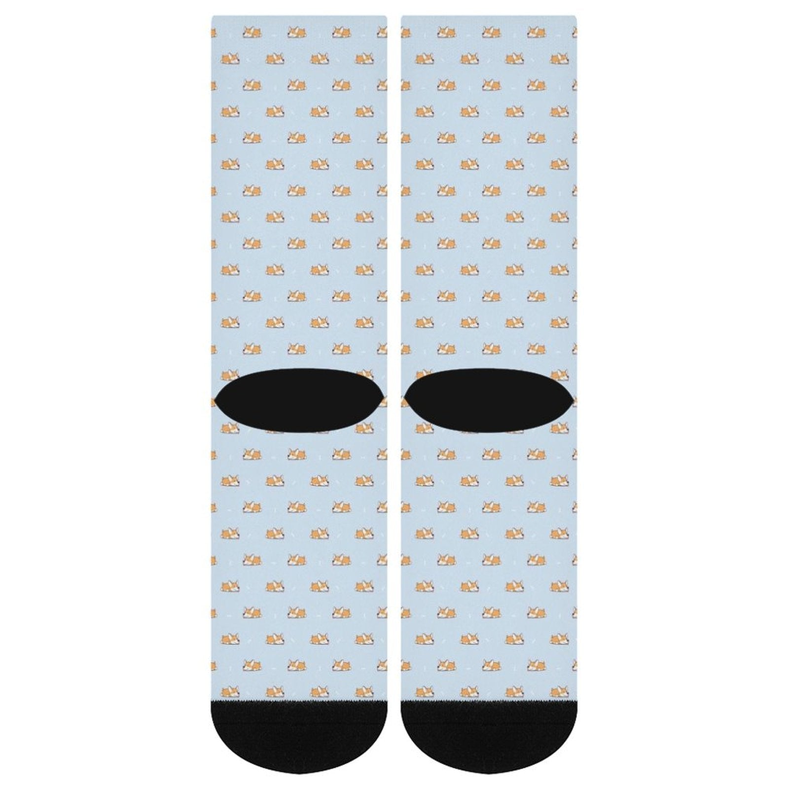 Cute corgi printed socks with cushioned sole, soft material, and stylish 3D digital design, perfect gift for men and women.