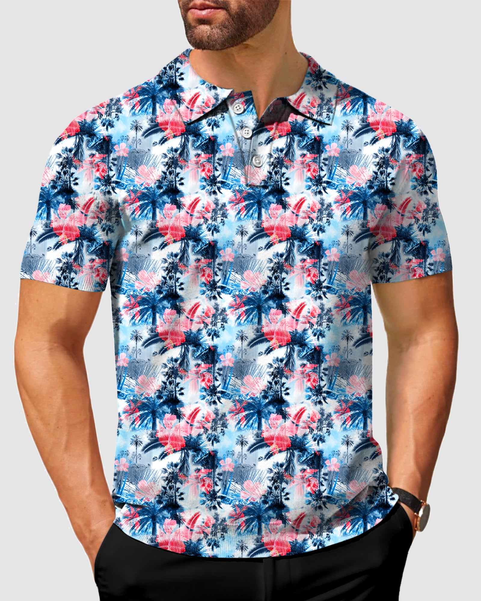 Men's Tropical Coconut Tree Polo