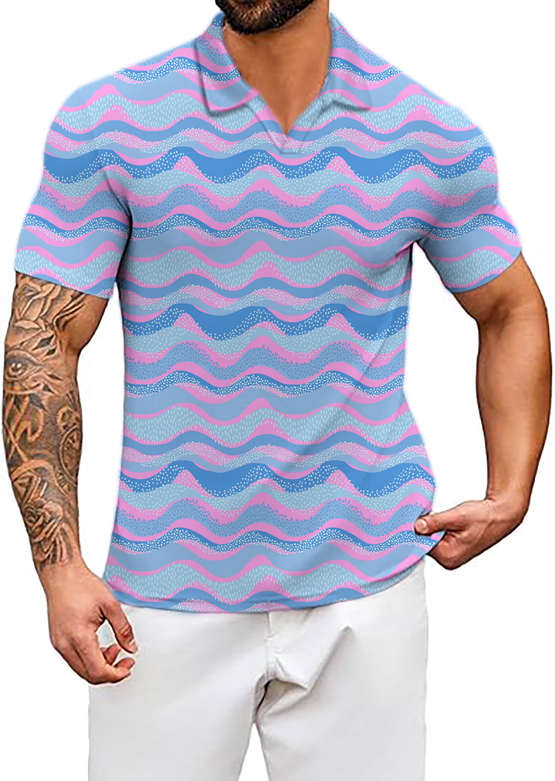Men's Space Aurora V Neck Golf Polo Shirts