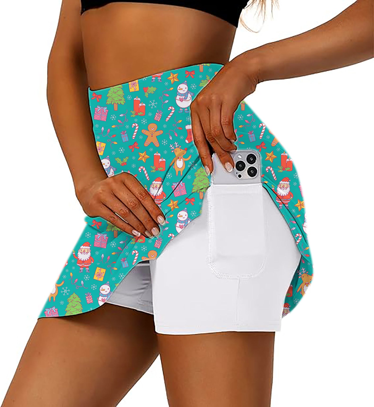 Merry Christmas Women's Athletic Golf Skorts Flared Skirts