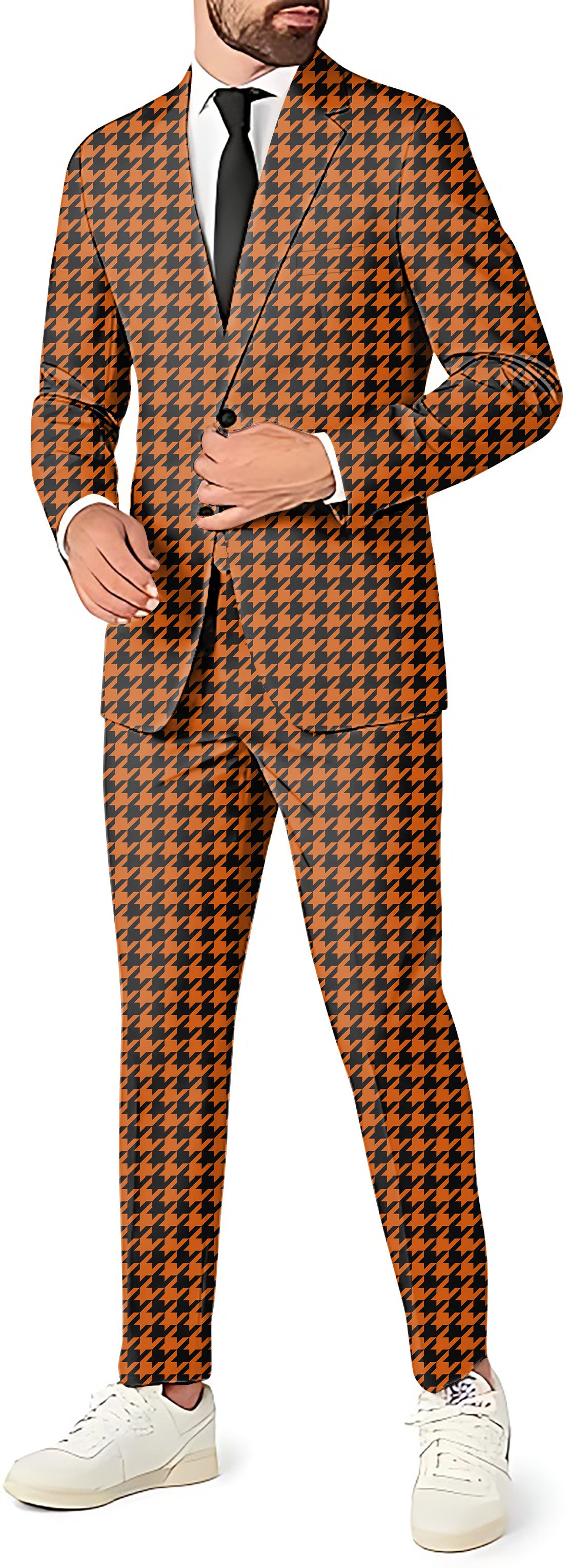 Halloween yellow and black houndstooth Men's Party Costumes-Theme Party 2 or 3pcs Suit set-Blazer Pants & Vest
