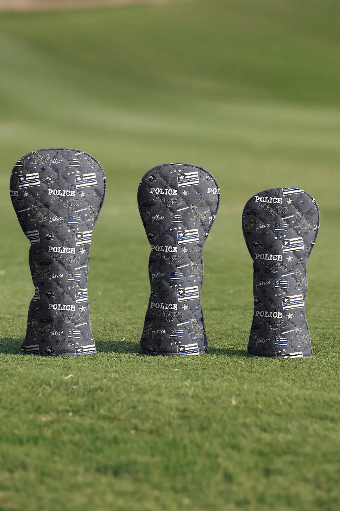 USA police flag Quilting Golf Cover Set Digital Printing Sewing The Perfect Gift For Your Favorite Team 4 Pcs Set