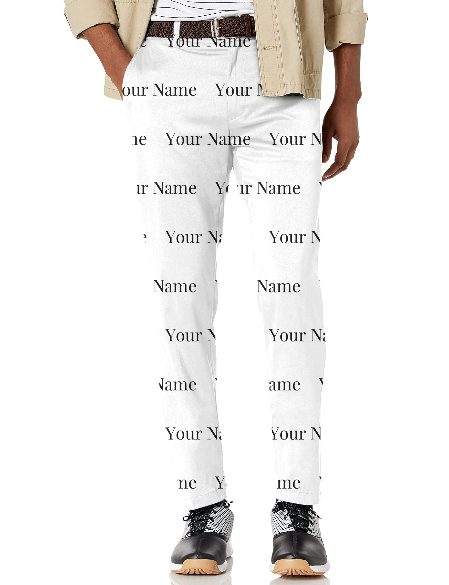 Men's Custom name white Stretch Golf Pants