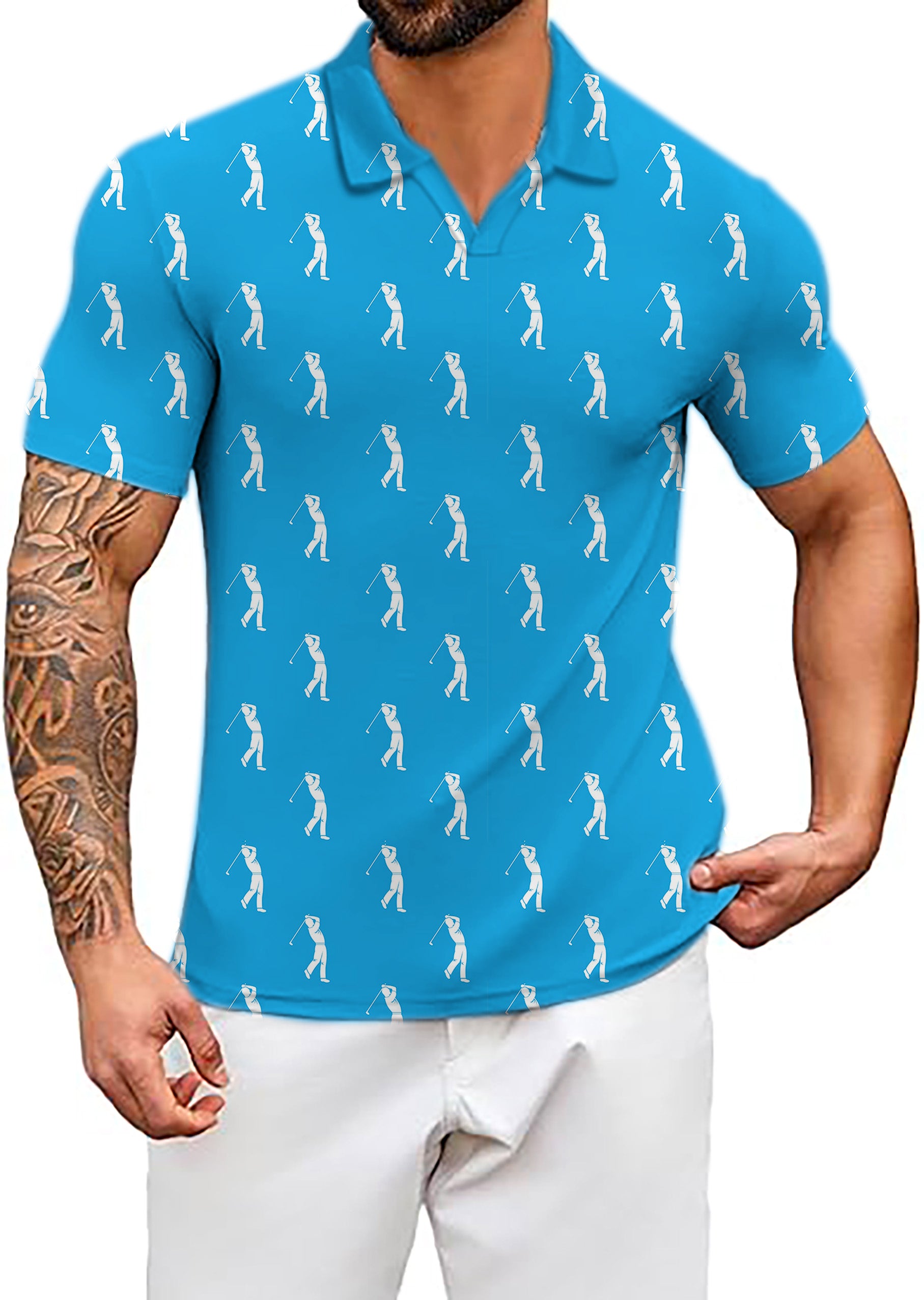 Men's Play V Neck Golf Polo Shirts