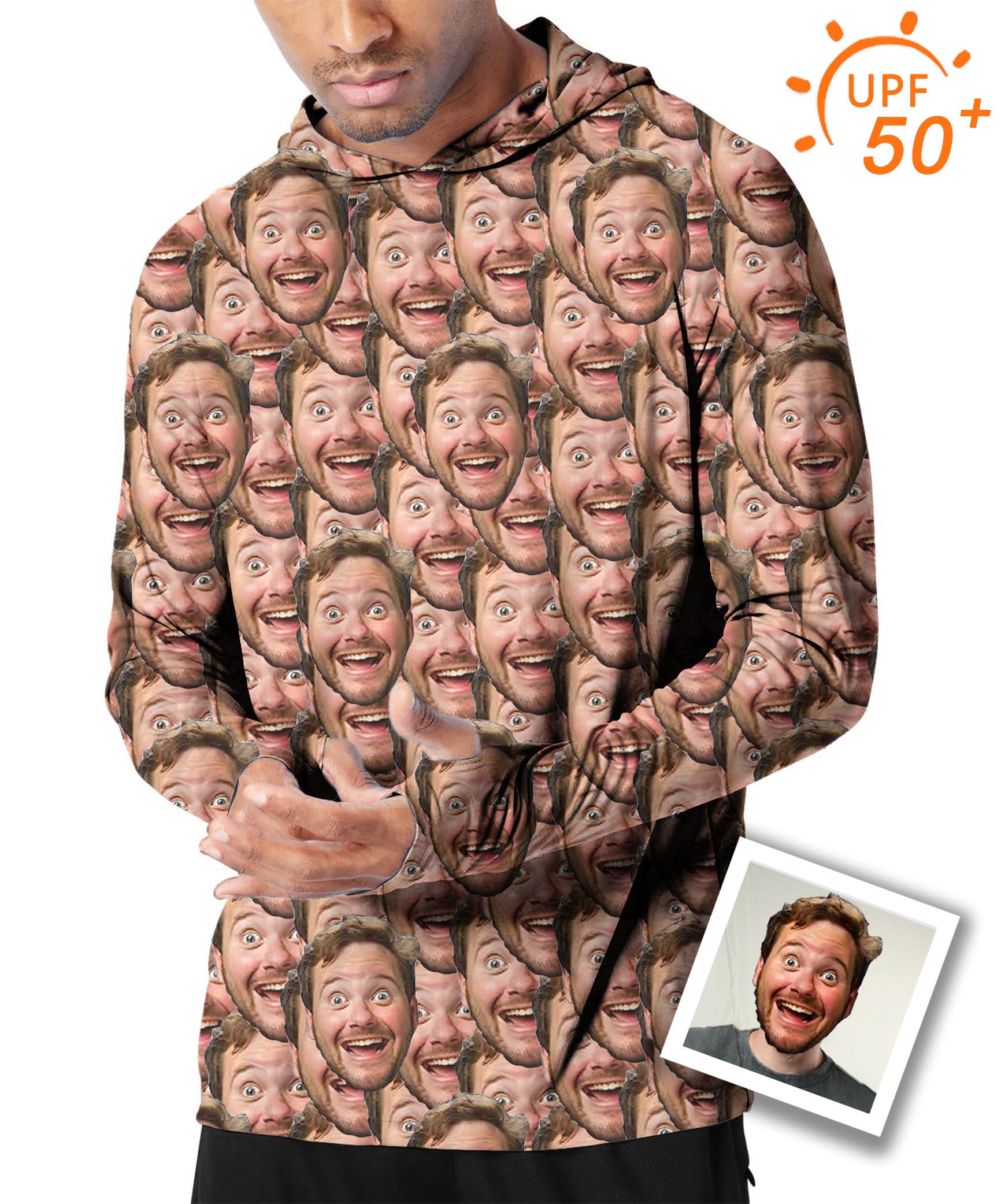Men's Outdoor Custom Photo All Faces Golf Sun Protection Slim Fit hoodies