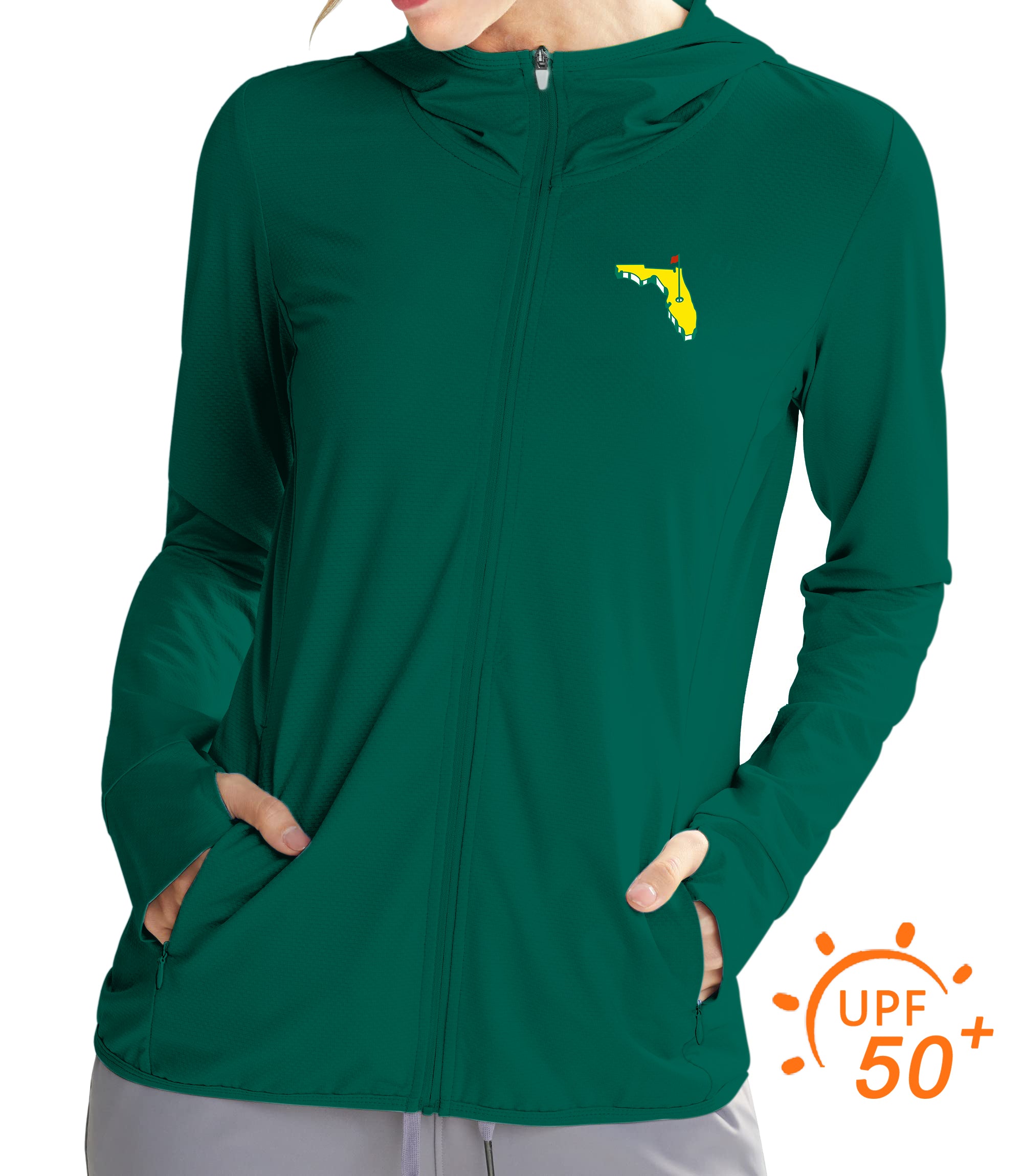 Women's Outdoor  Masters state National Map Golf Party All Bodies Golf Sun Protection Slim Fit zip hoodies pure