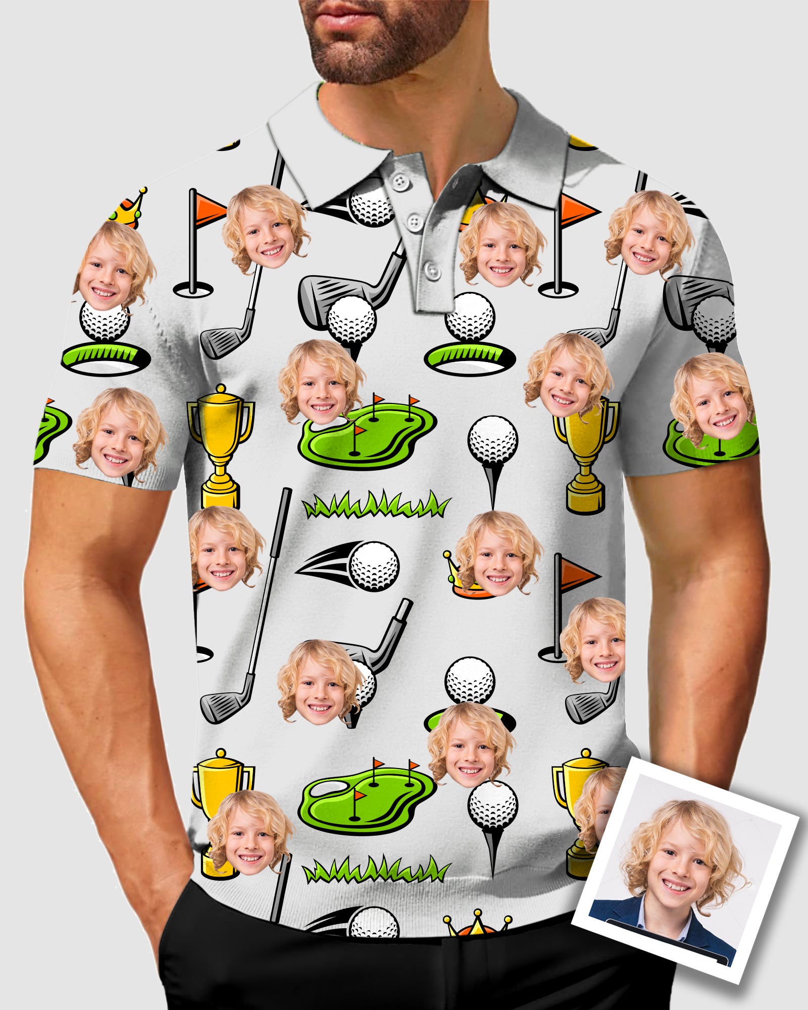 Men's To My Dad Custom Face Men's Golf Polo Father's Day Gift Polo