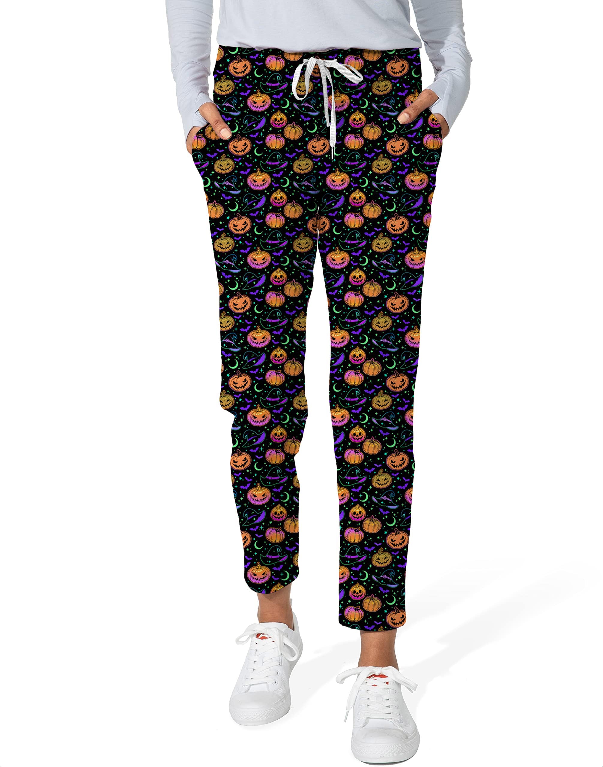 Neon Magical Pumpkin-Women's 7/8 Stretch Ankle Golf Pants